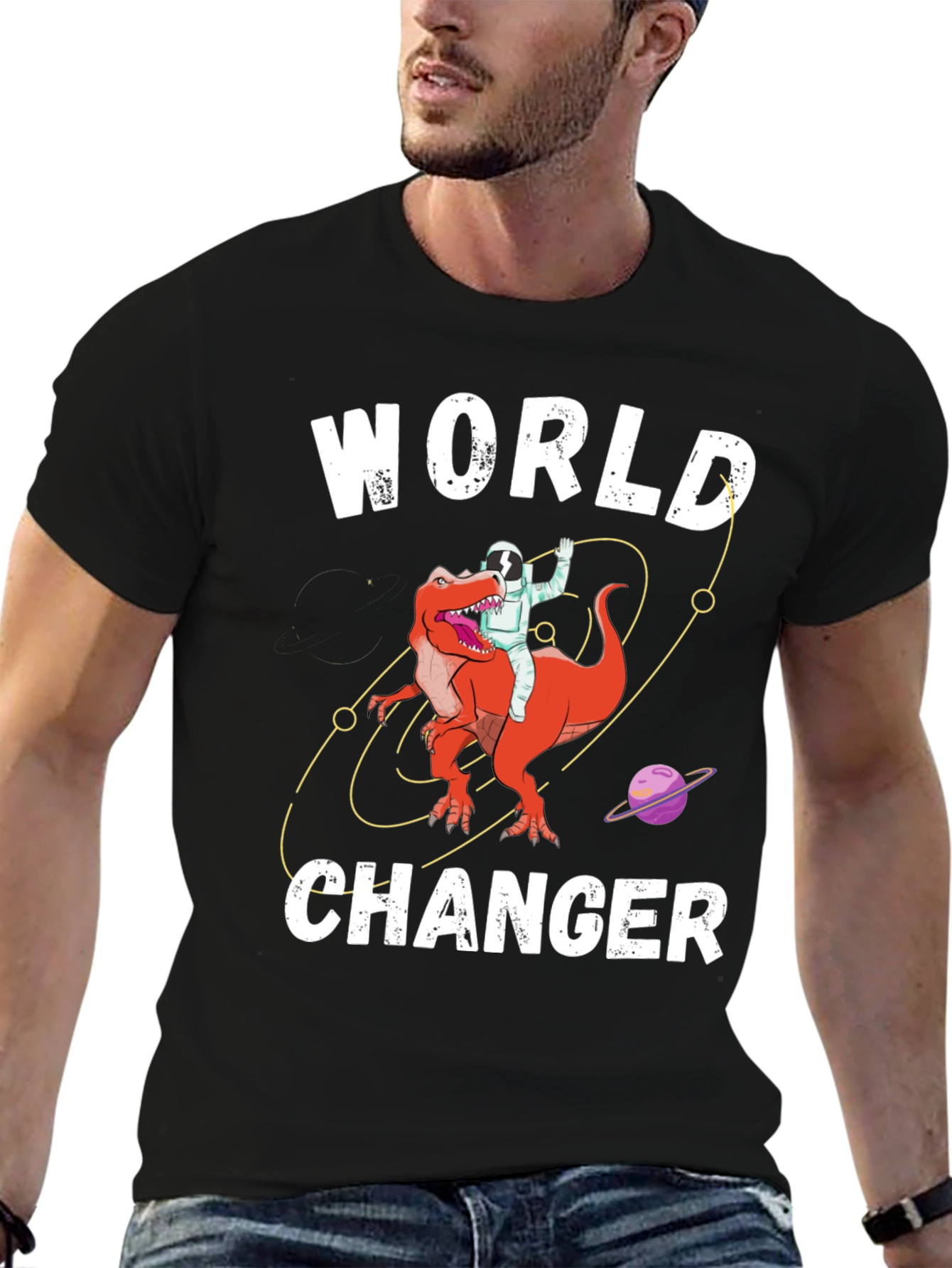 World Changer Astronaut Dinosaur Graphic Tee