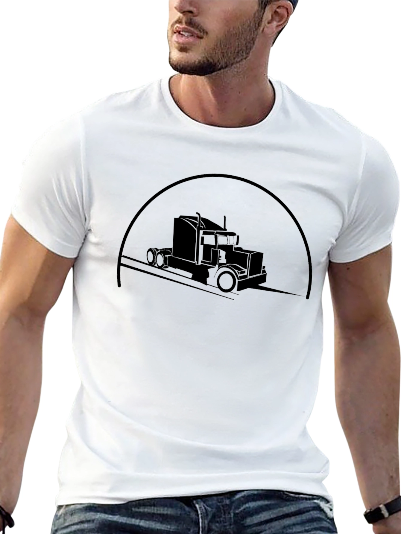 Trucker Silhouette Graphic T-Shirt - Classic Black Tee