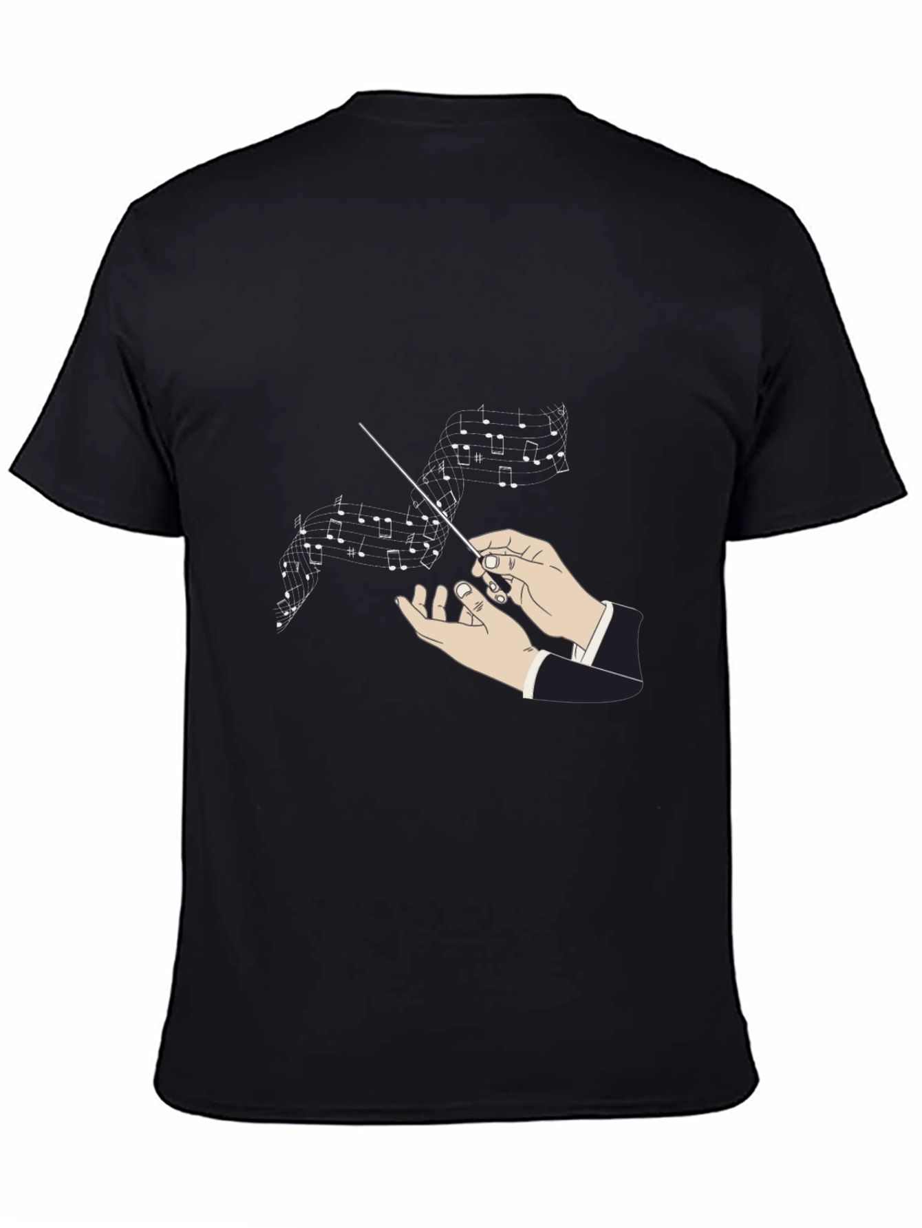 Conductor Music Notes Graphic Black T-Shirt
