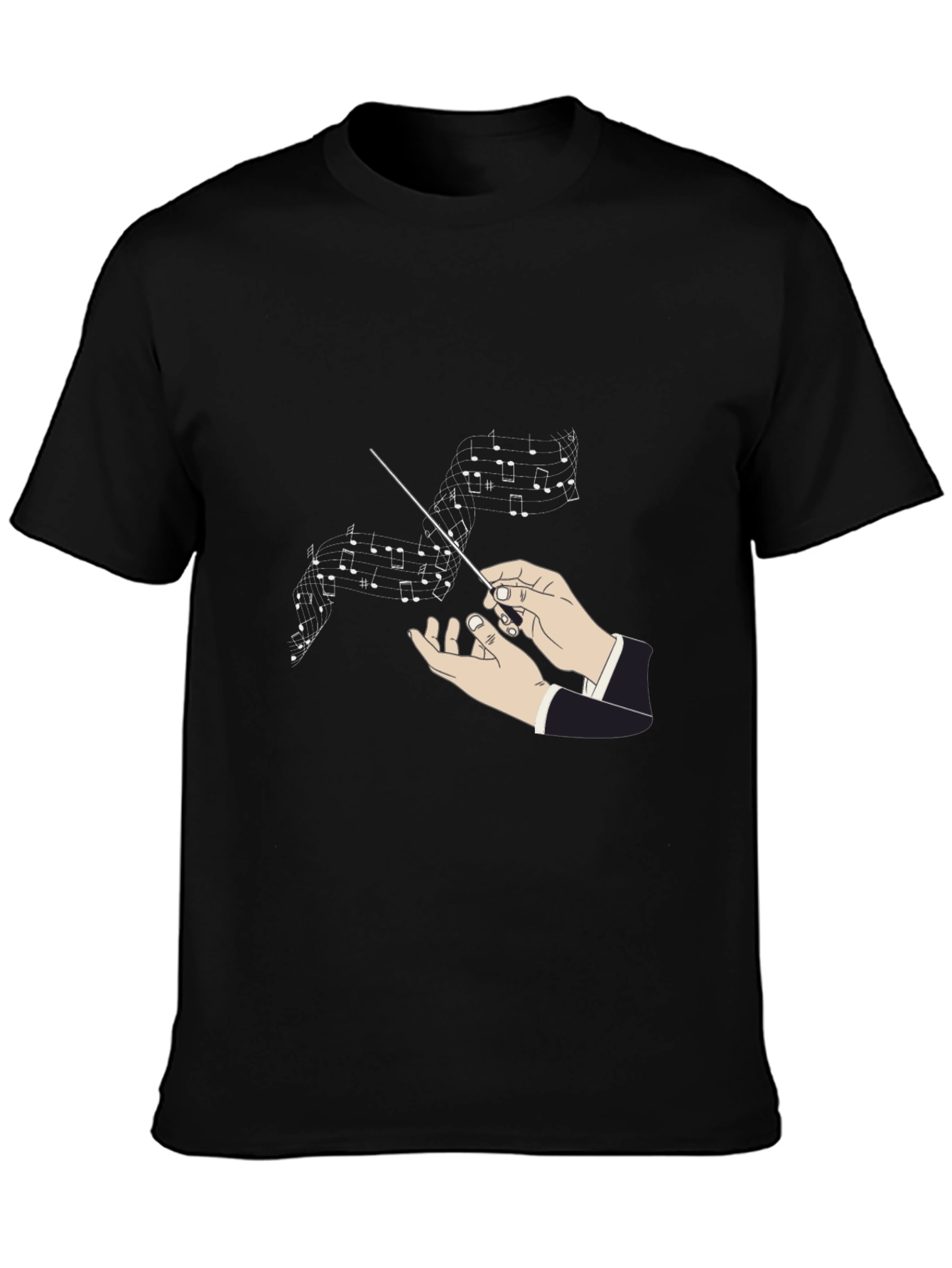 Conductor Music Notes Graphic Black T-Shirt