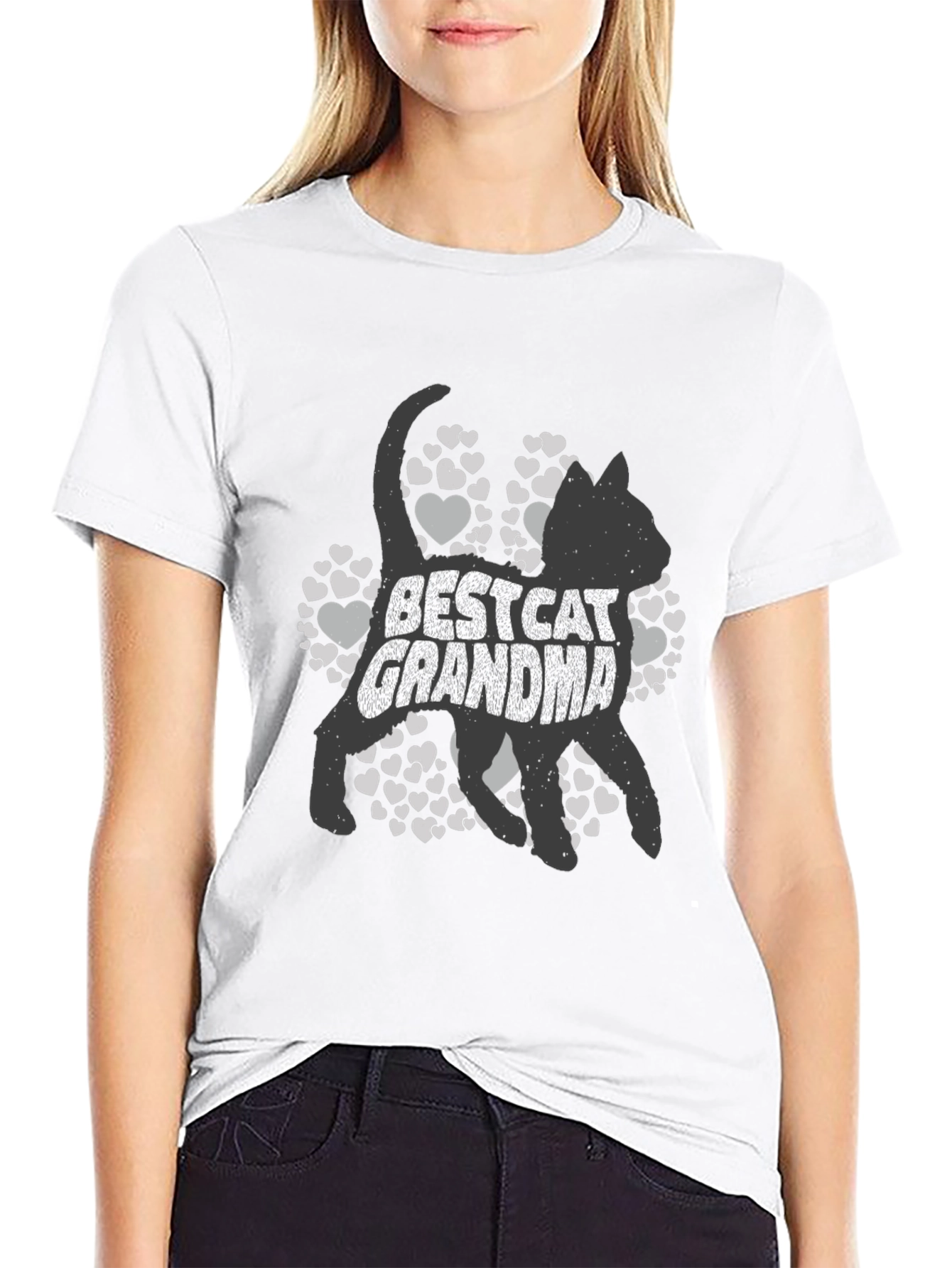 Best Cat Grandma T-Shirt - Black