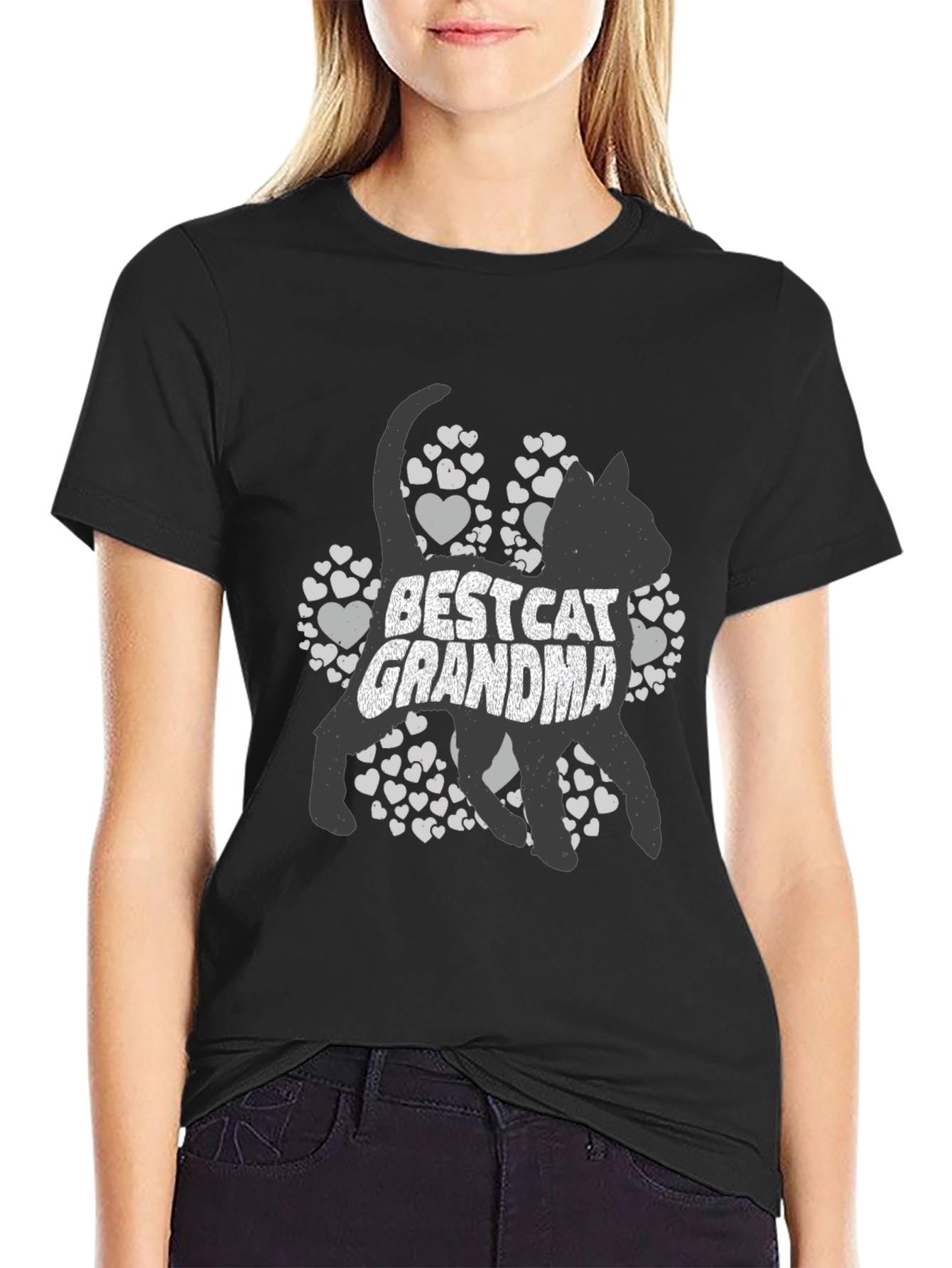 Best Cat Grandma T-Shirt - Black