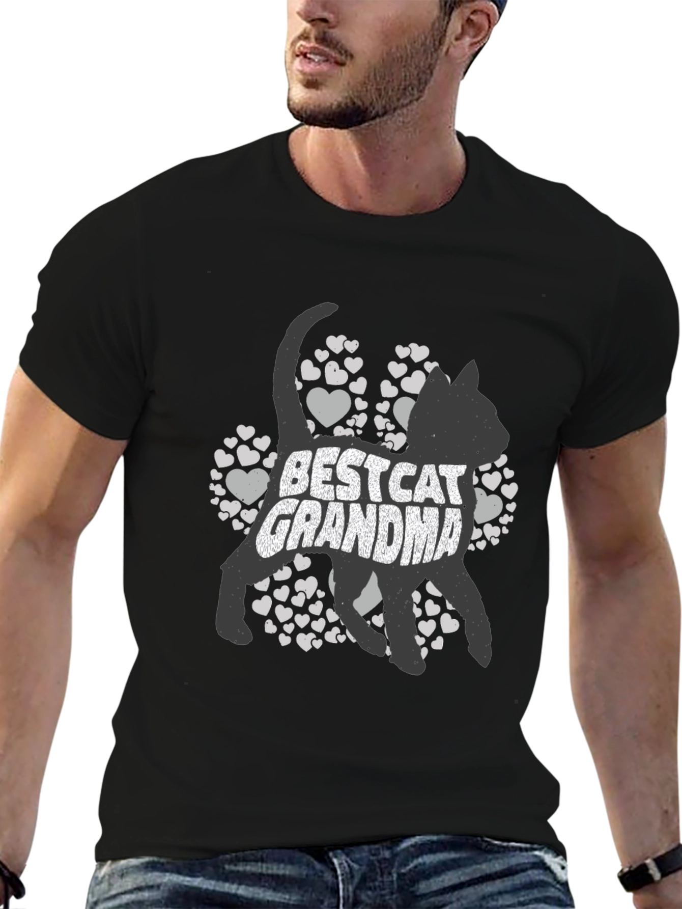 Best Cat Grandma T-Shirt - Black