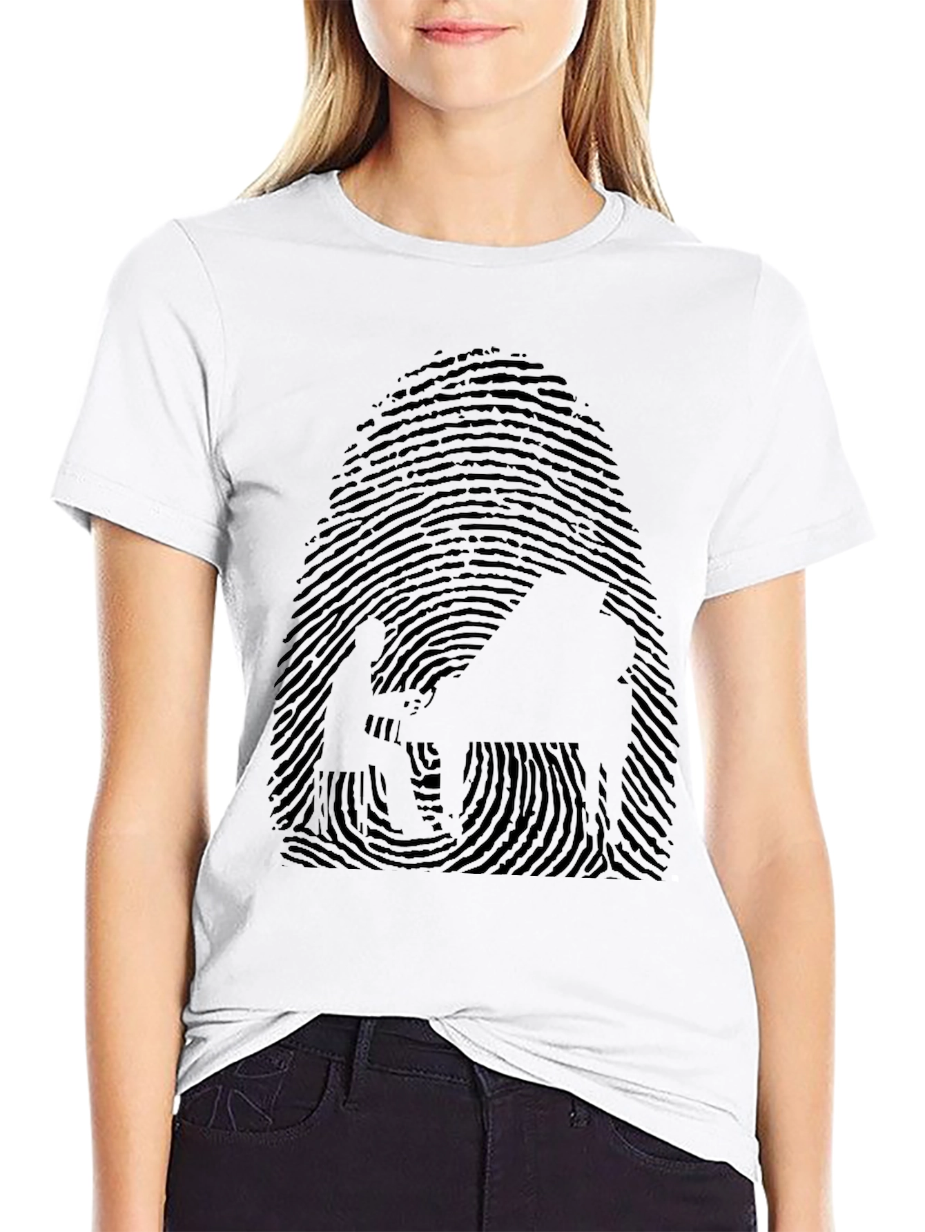 Unique Fingerprint Pianist Graphic Tee - Black