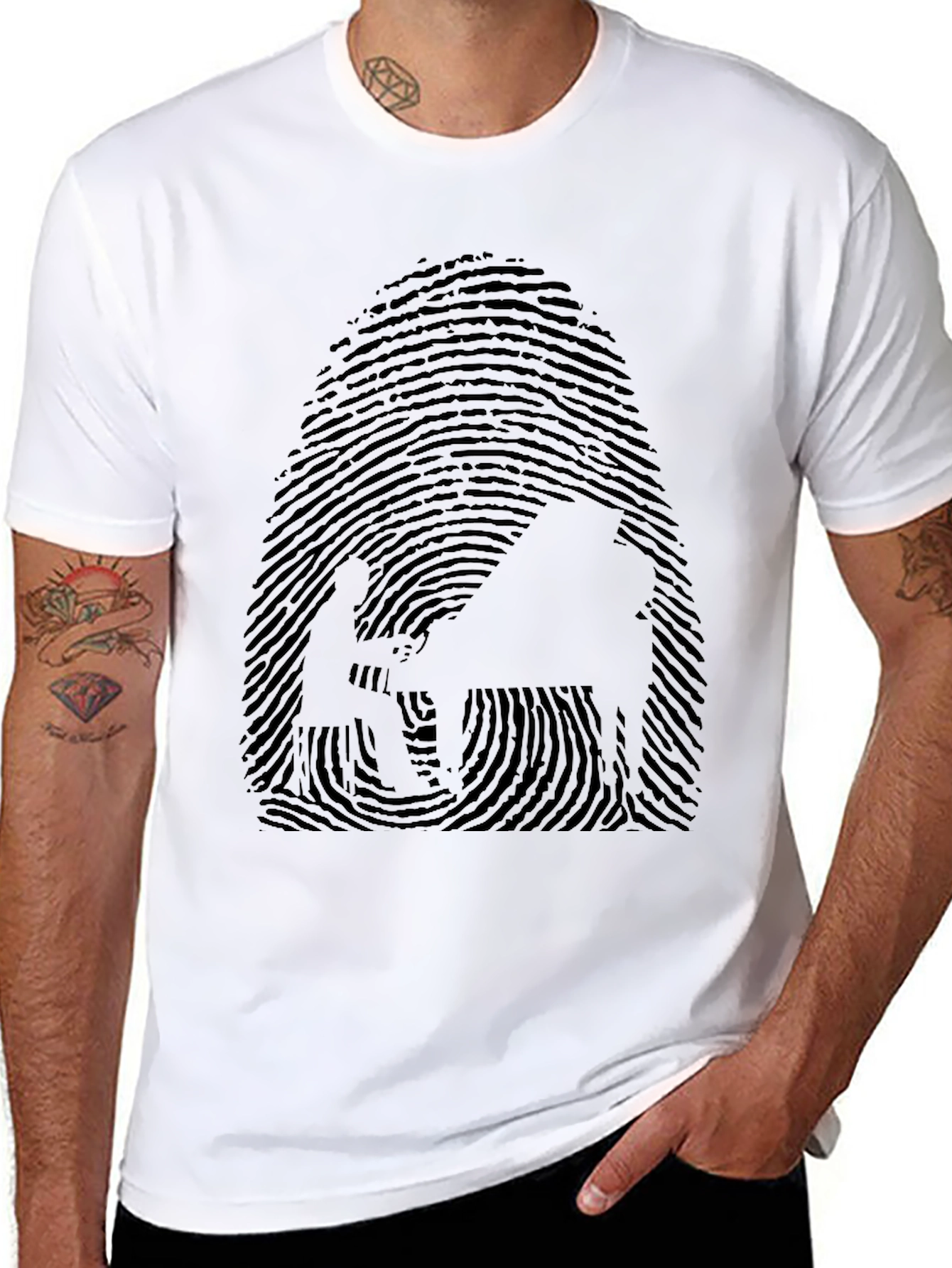 Unique Fingerprint Pianist Graphic Tee - Black