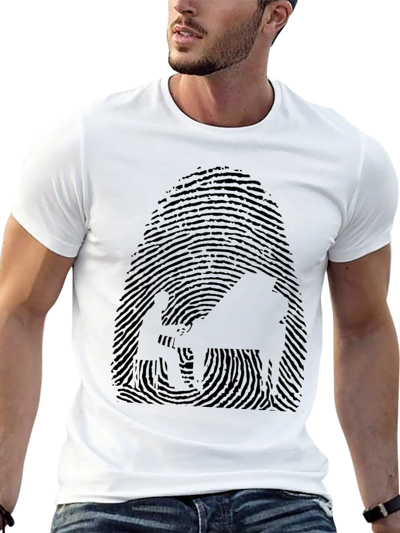 Unique Fingerprint Pianist Graphic Tee - Black
