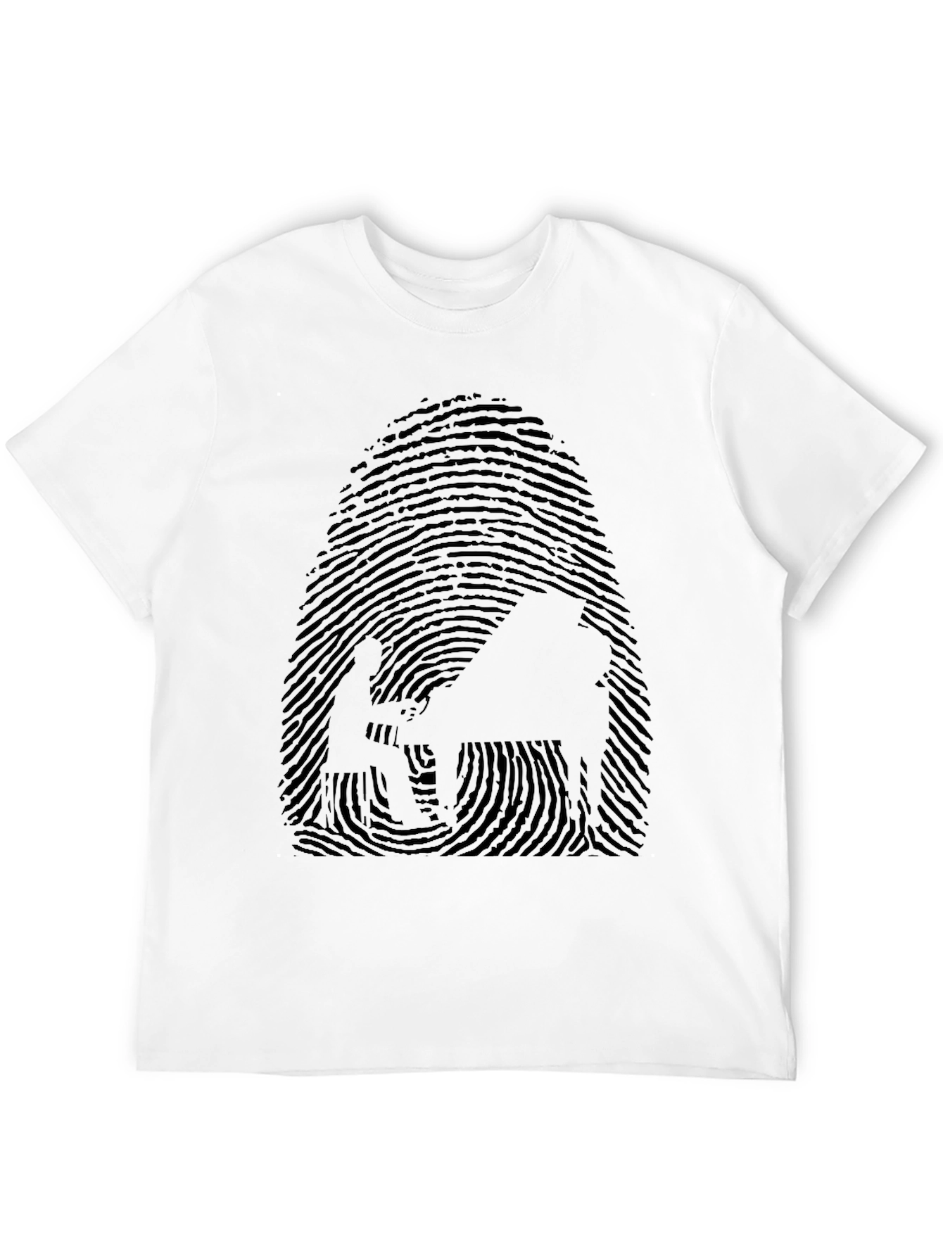 Unique Fingerprint Pianist Graphic Tee - Black