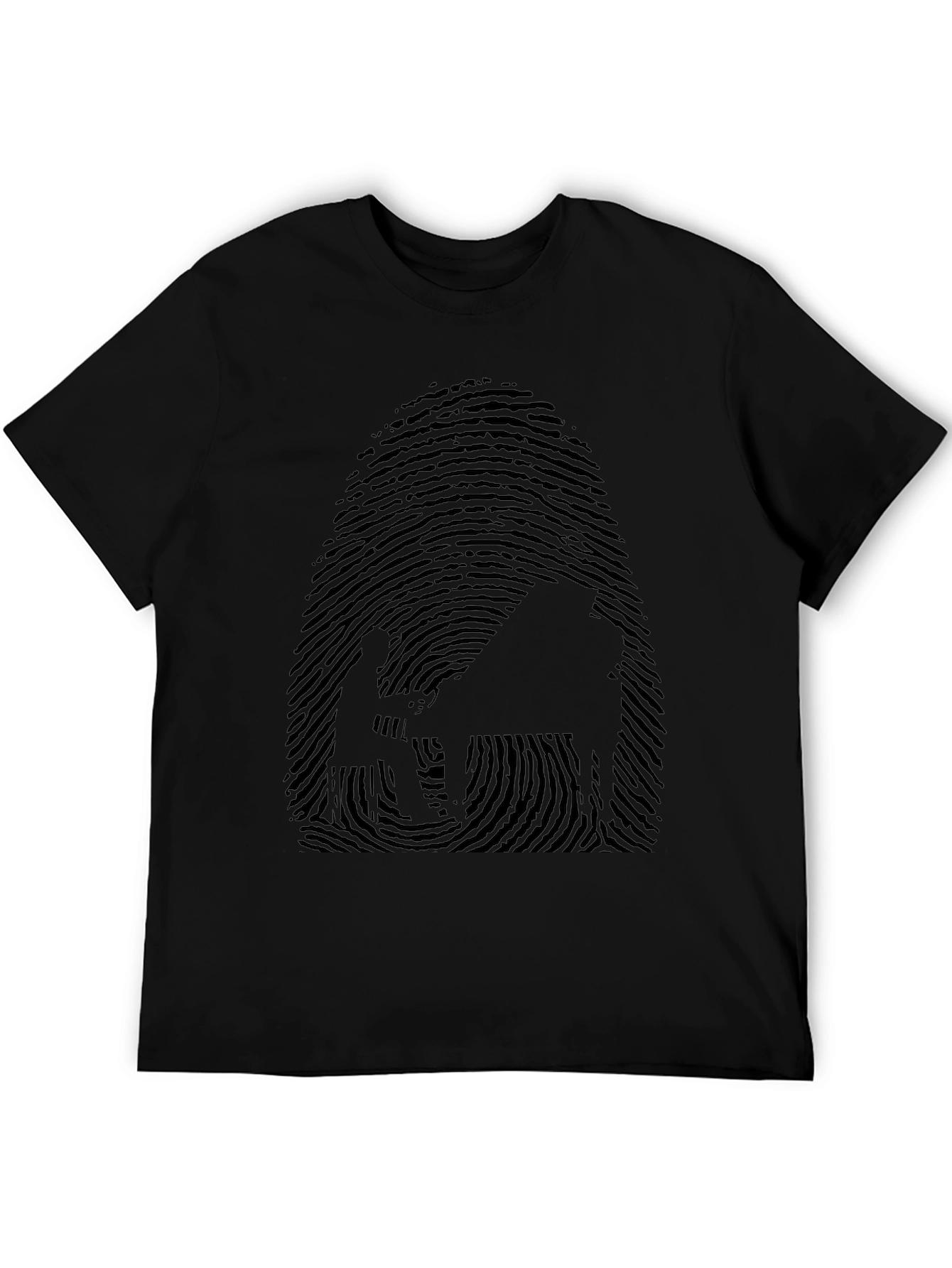 Unique Fingerprint Pianist Graphic Tee - Black
