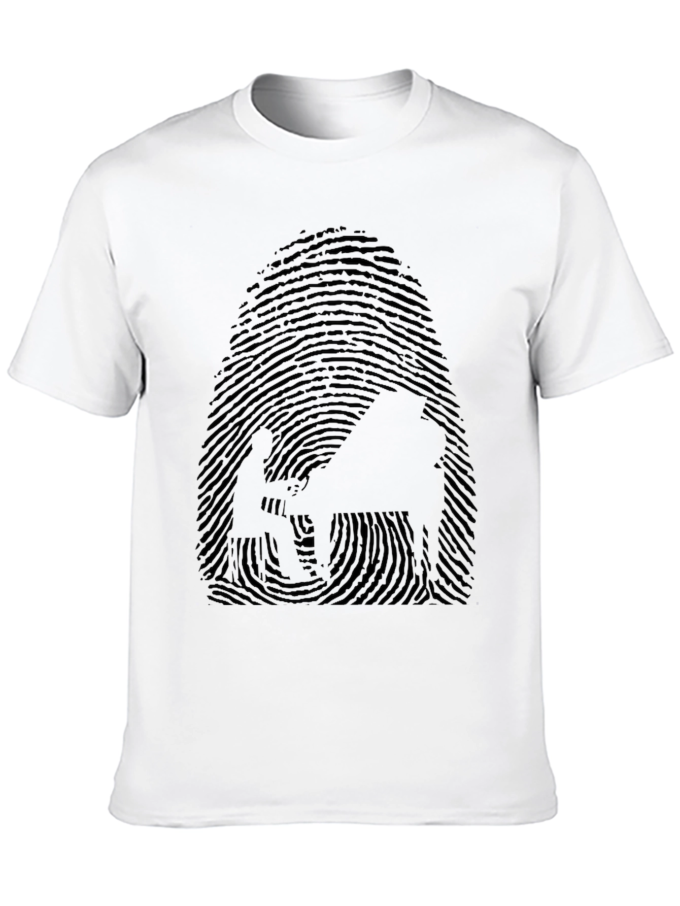 Unique Fingerprint Pianist Graphic Tee - Black