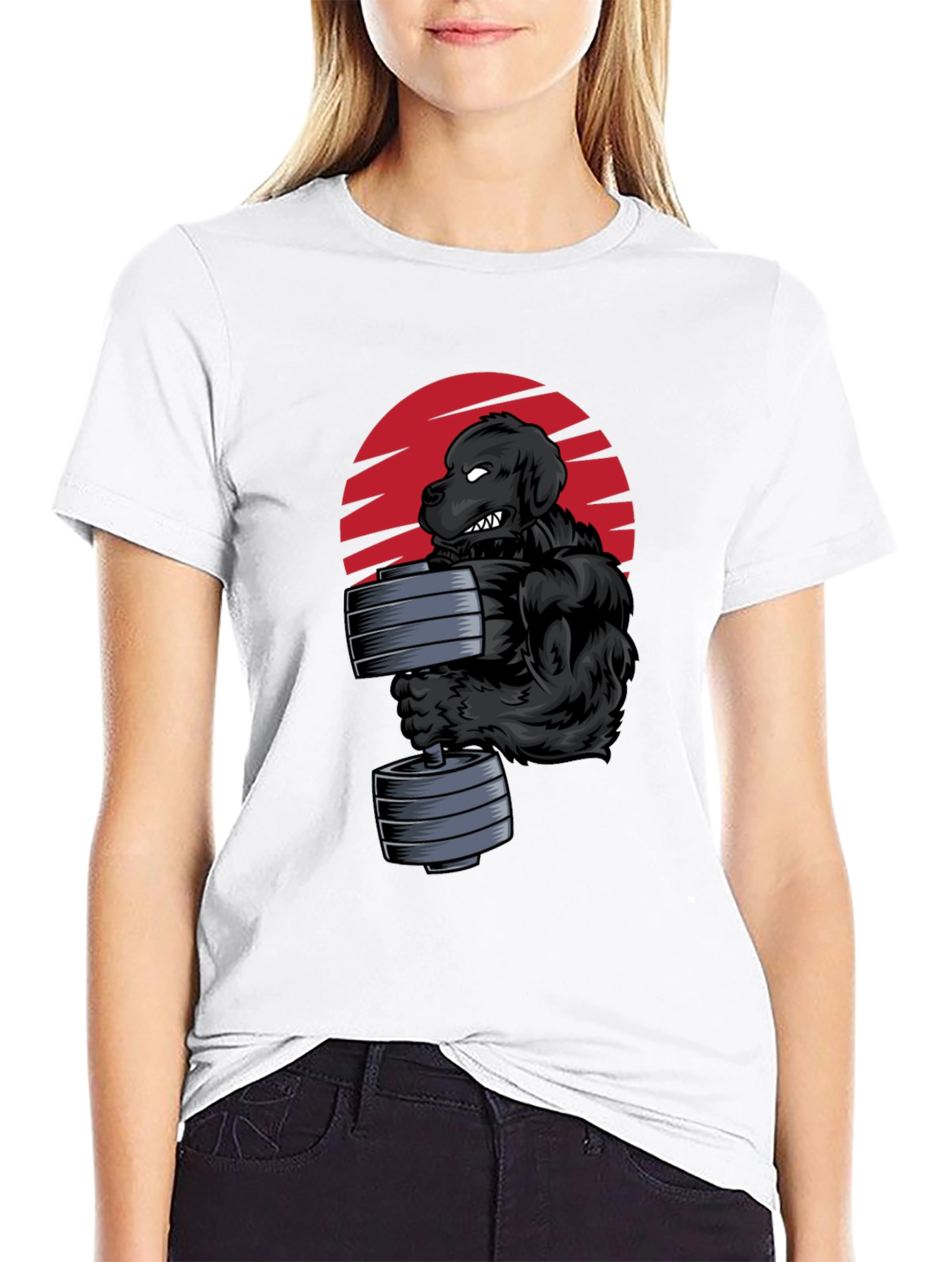 Dog Bodybuilder Graphic Tee - Black