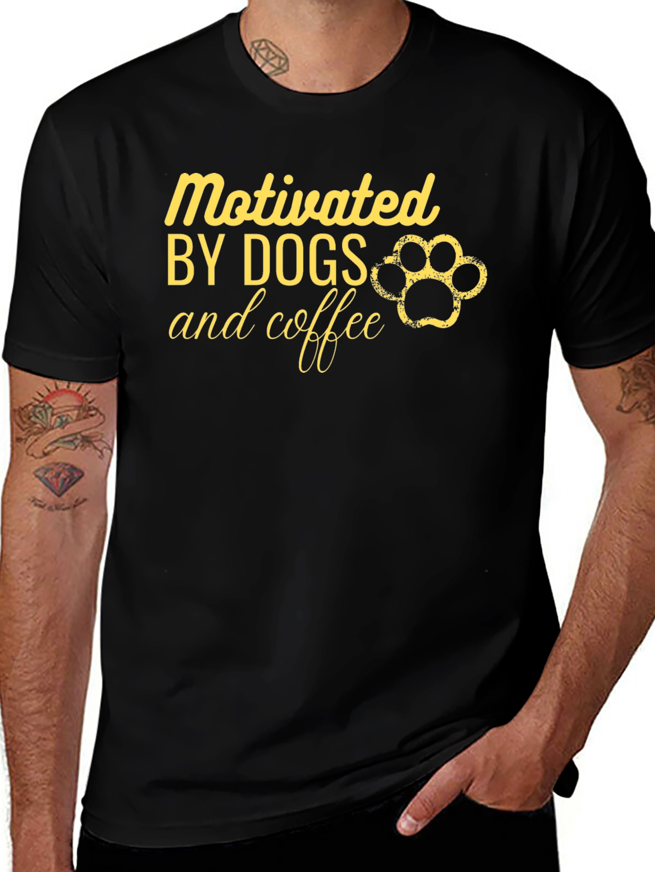 Motivated by Dogs and Coffee Graphic T-Shirt