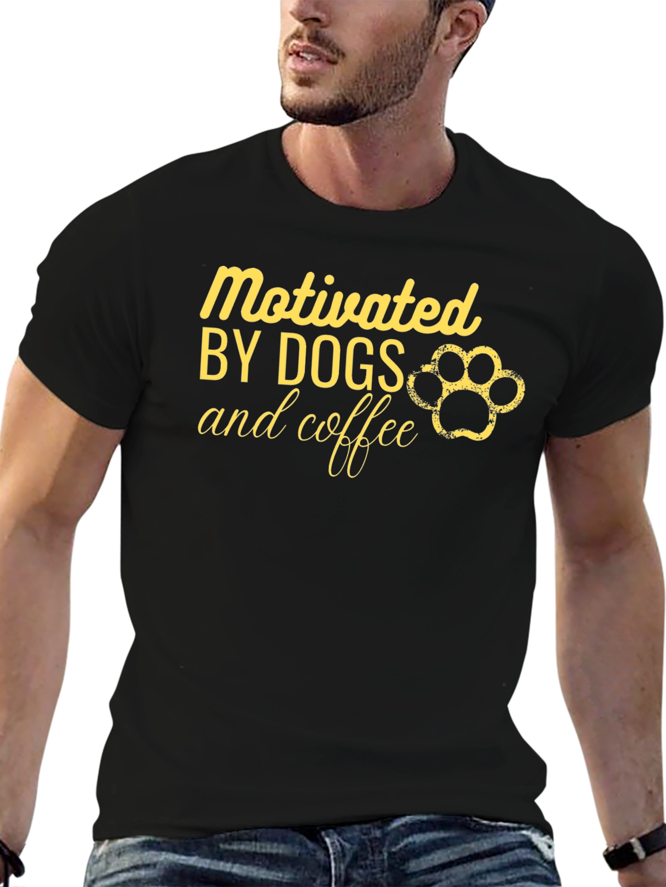 Motivated by Dogs and Coffee Graphic T-Shirt