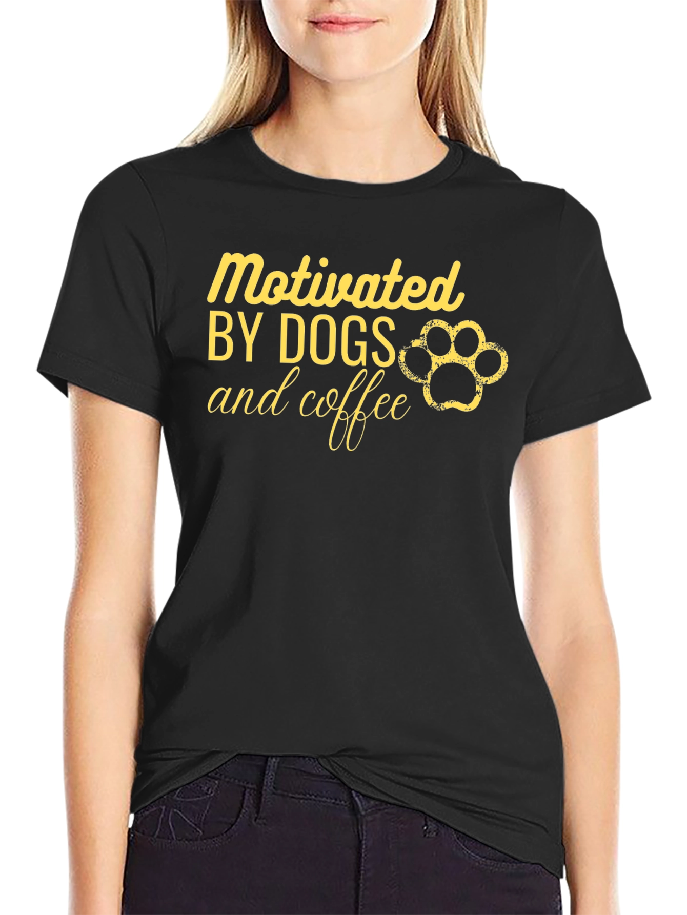 Motivated by Dogs and Coffee Graphic T-Shirt