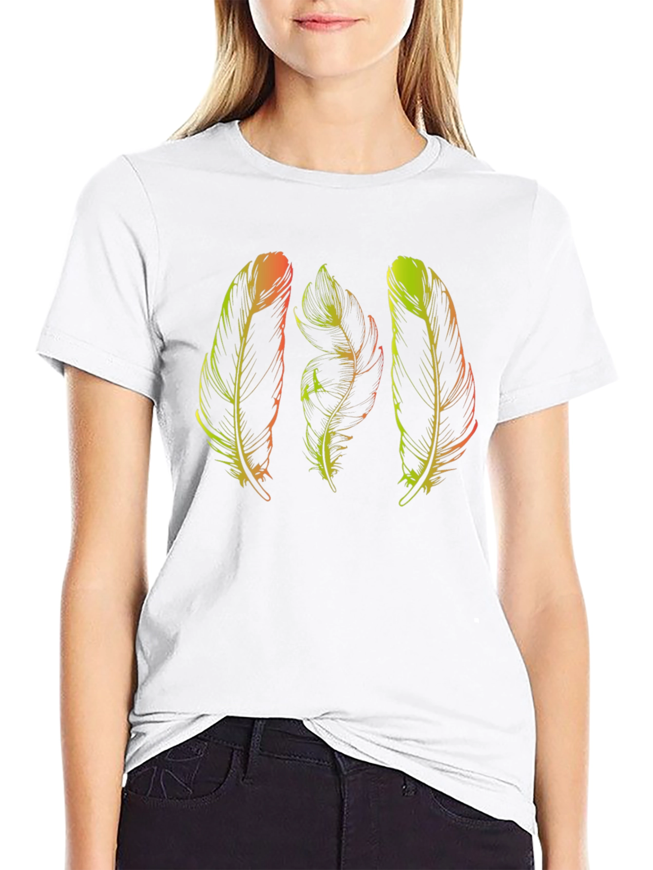 Feather Graphic Black T-Shirt
