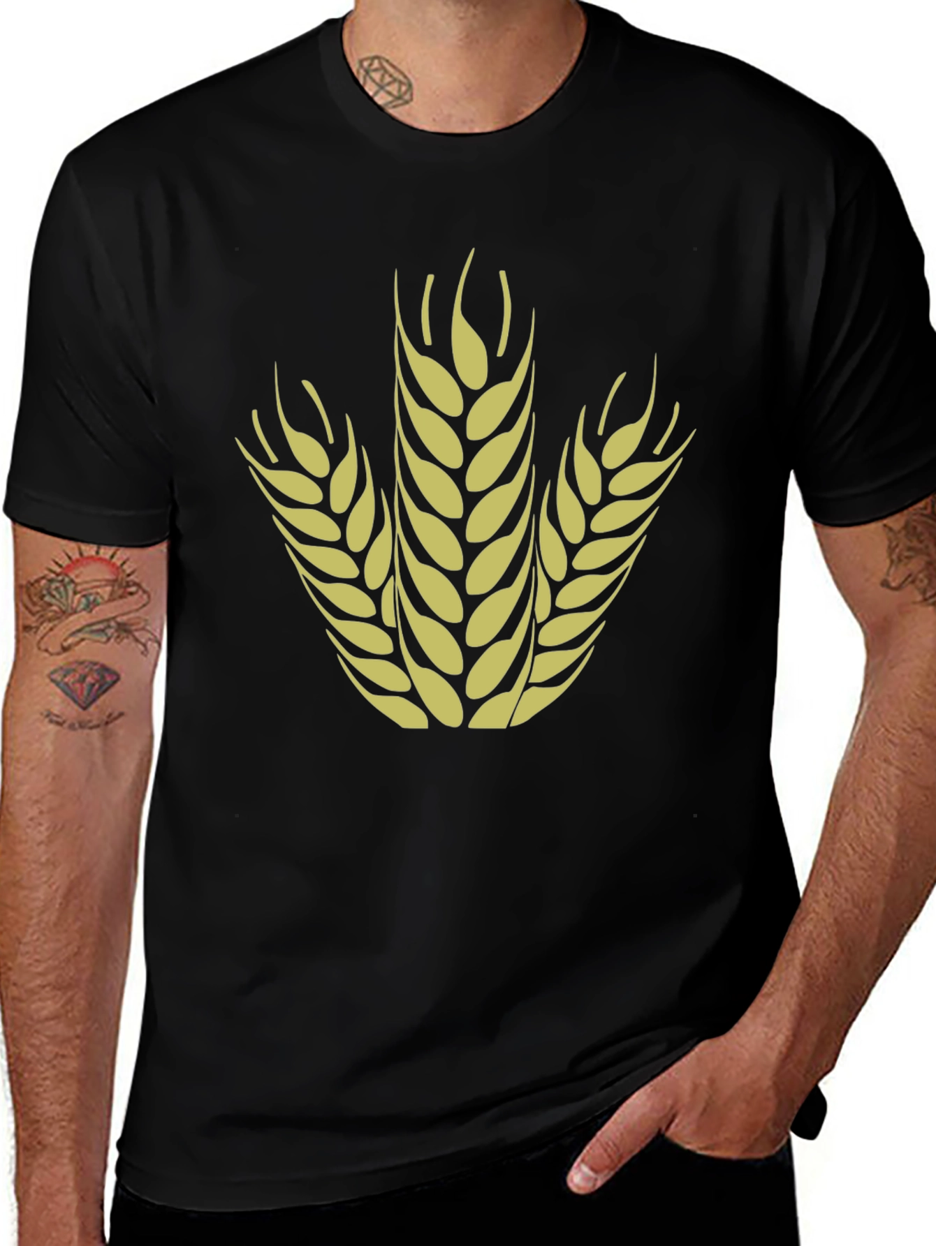 Wheat Graphic Tee - Stylish Black Cotton T-Shirt
