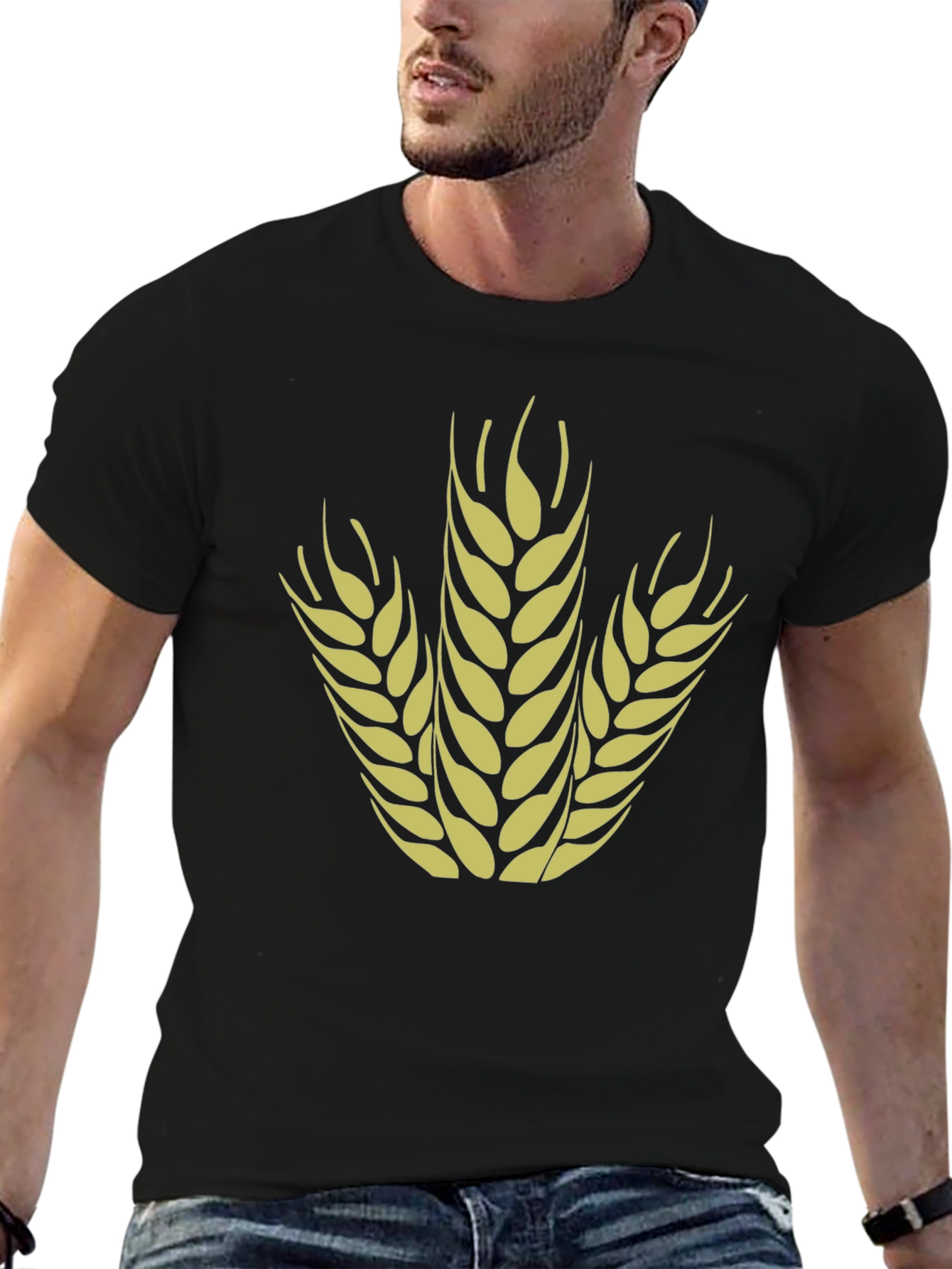 Wheat Graphic Tee - Stylish Black Cotton T-Shirt