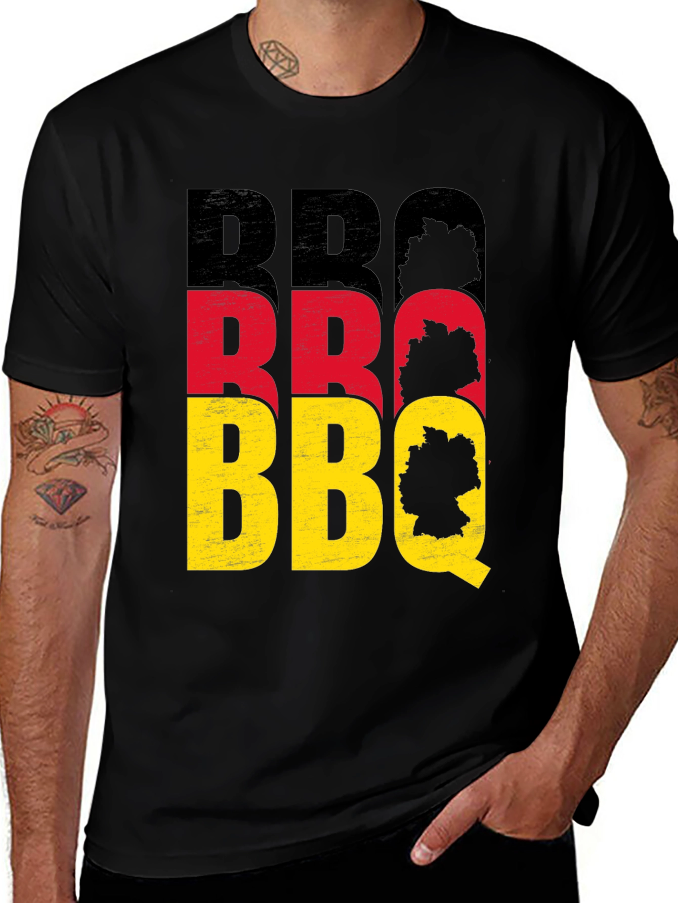 German BBQ T-Shirt - Black Crew Neck