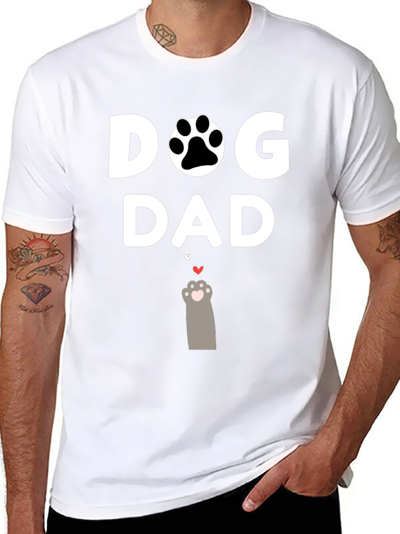 Dog Dad T-Shirt - Paw Print Graphic Tee
