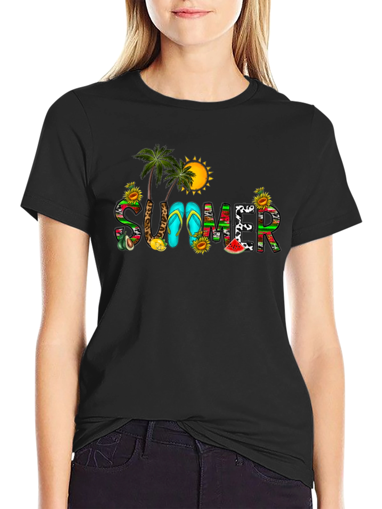 Summer Graphic Black T-Shirt