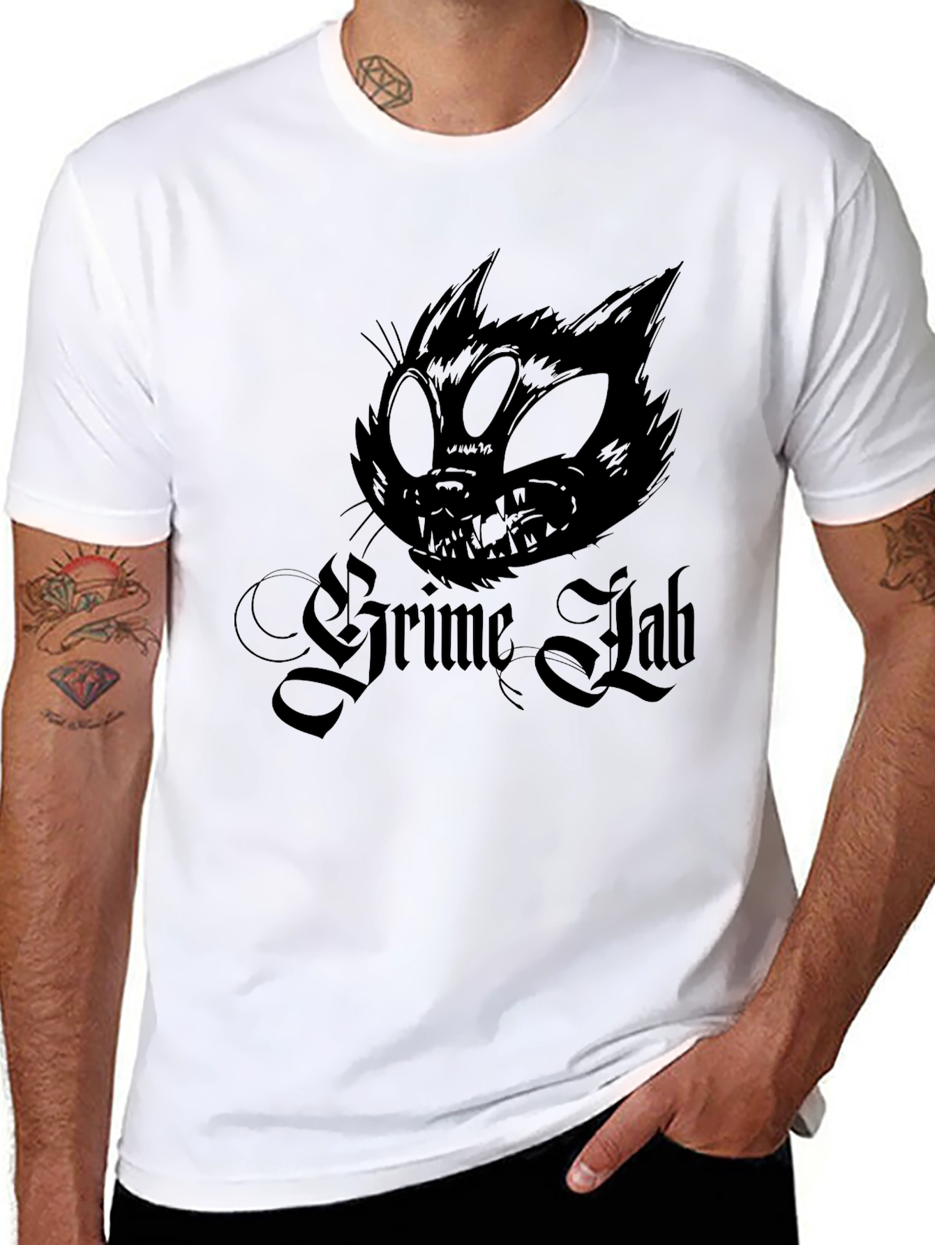 Grime Lab Cat Graphic Tee - Black