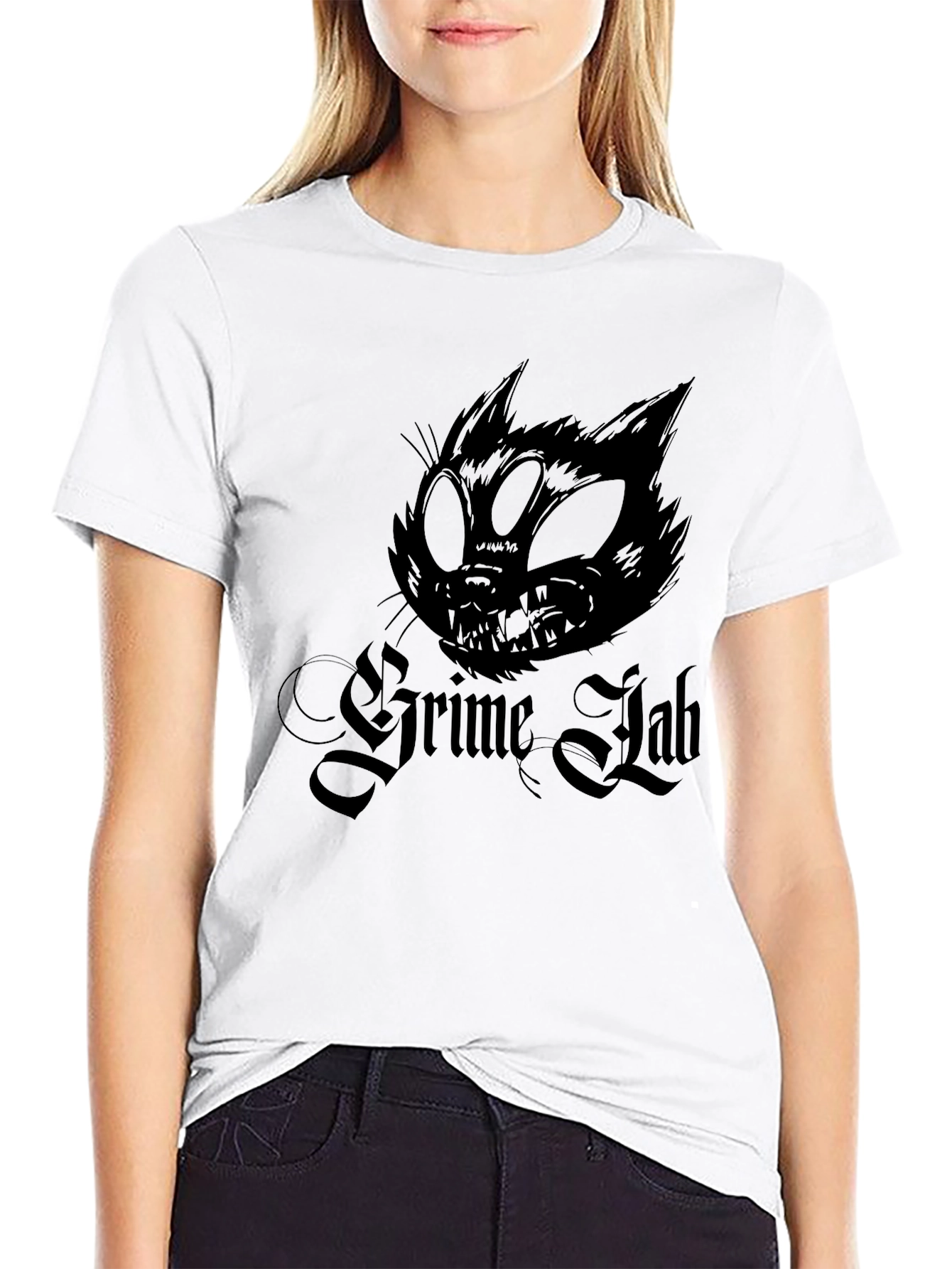 Grime Lab Cat Graphic Tee - Black