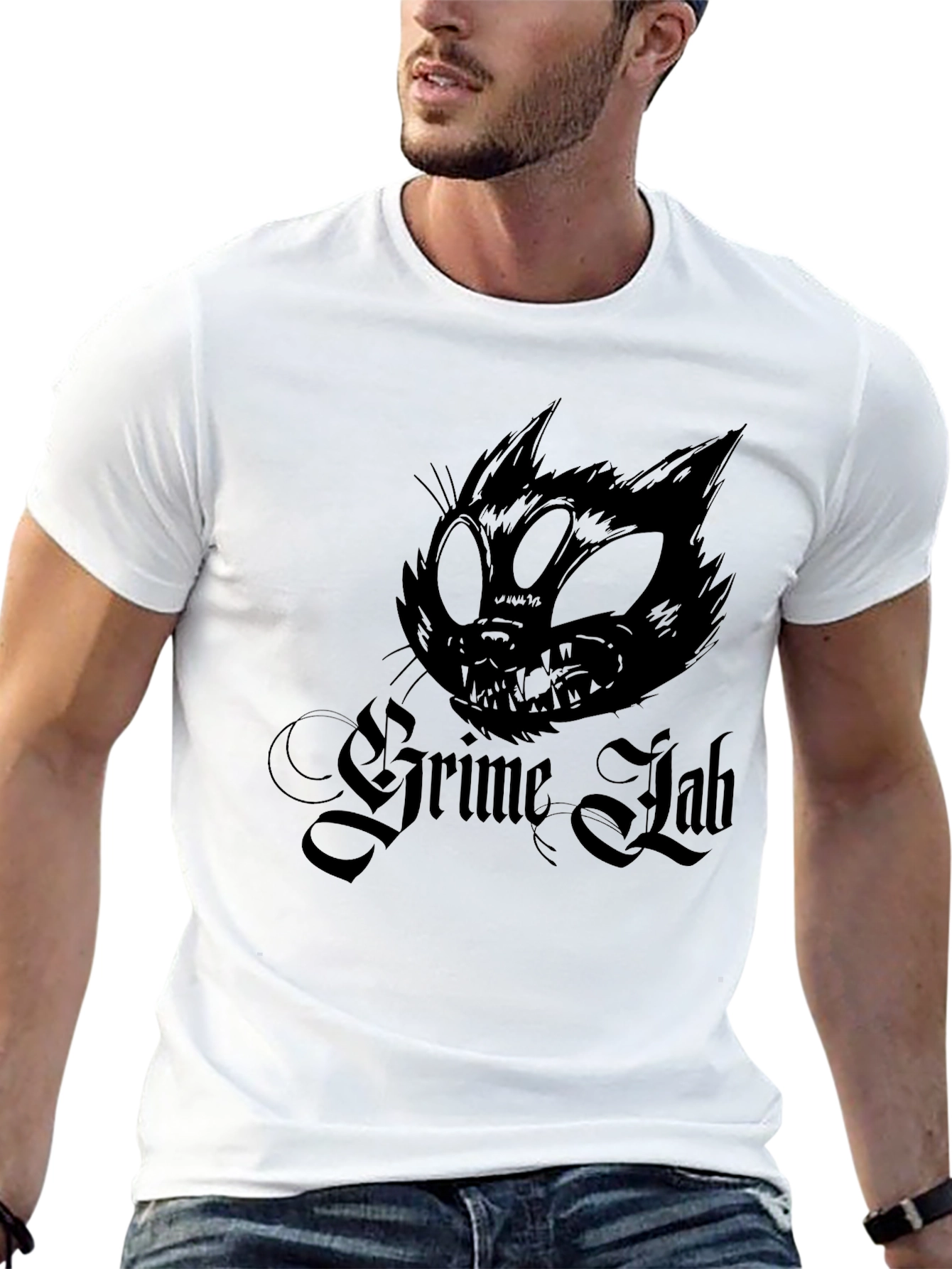 Grime Lab Cat Graphic Tee - Black