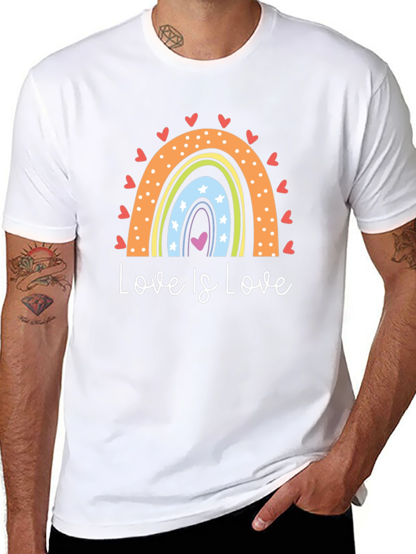 Love is Love Rainbow Heart Graphic T-Shirt