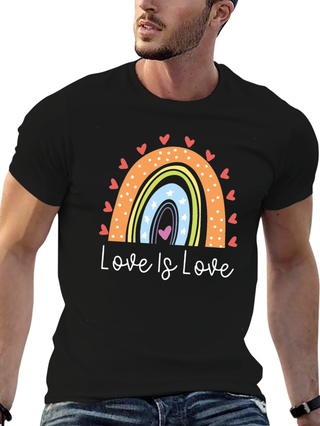 Love is Love Rainbow Heart Graphic T-Shirt