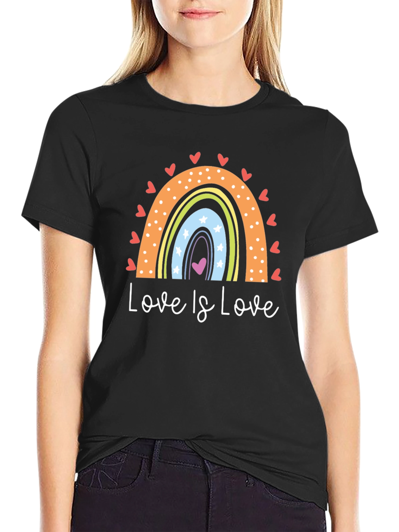 Love is Love Rainbow Heart Graphic T-Shirt