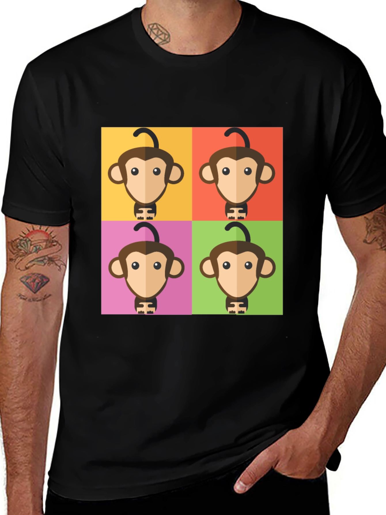 Pop Art Monkey Graphic T-Shirt