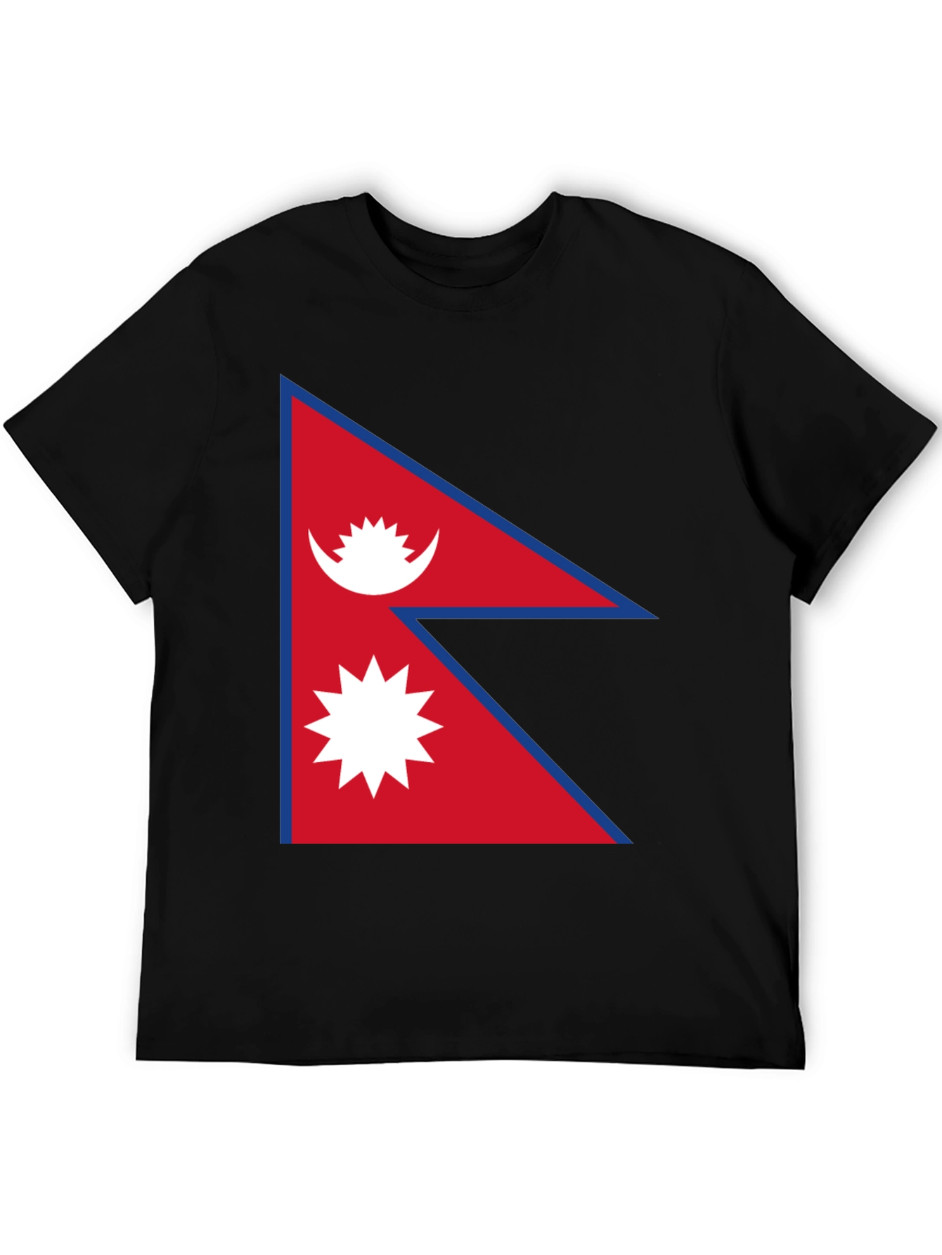 Nepal Flag T-Shirt - Black Cotton Graphic Tee