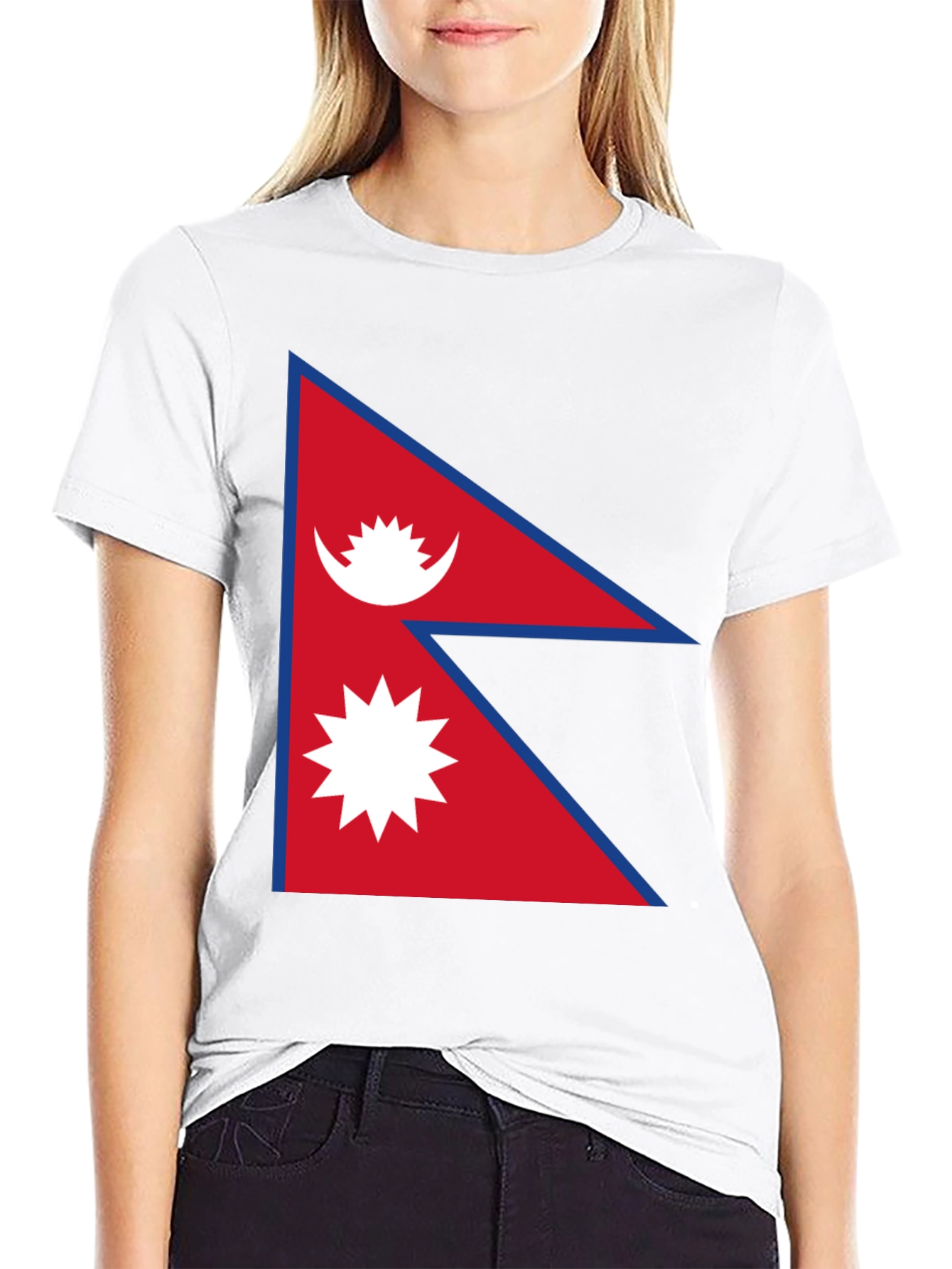 Nepal Flag T-Shirt - Black Cotton Graphic Tee