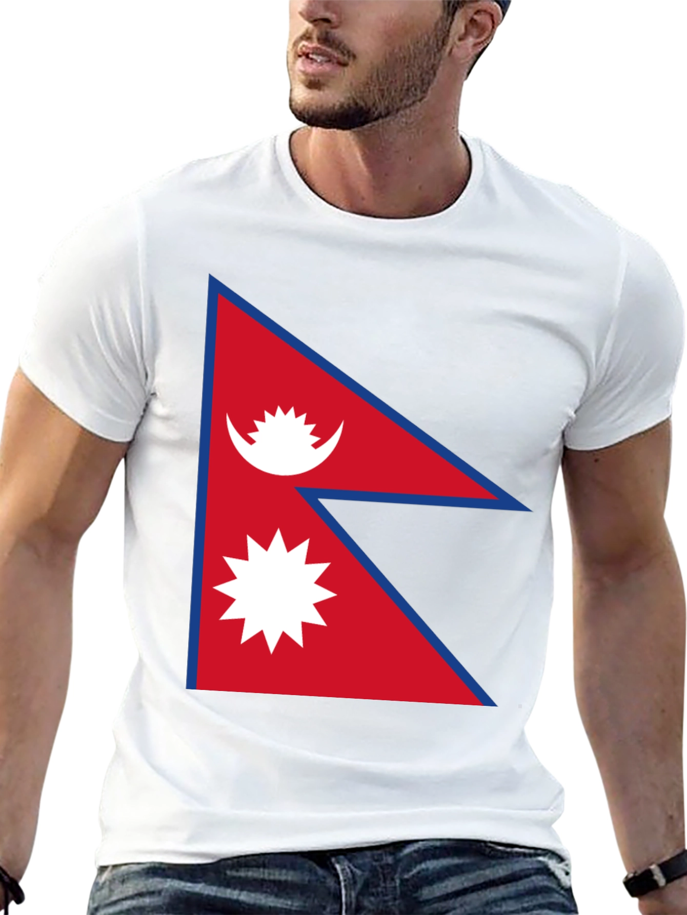 Nepal Flag T-Shirt - Black Cotton Graphic Tee