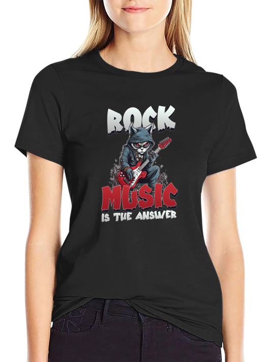 Rock Music T-Shirt - Cat Guitarist Design