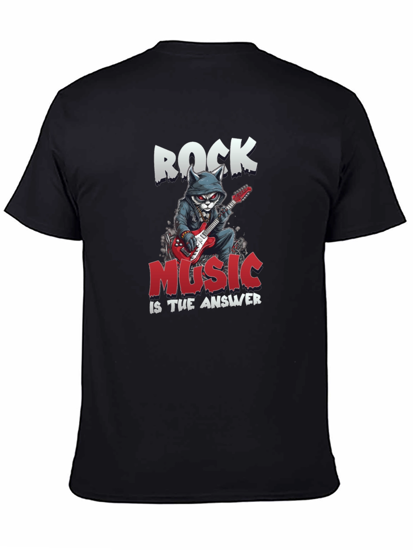 Rock Music T-Shirt - Cat Guitarist Design