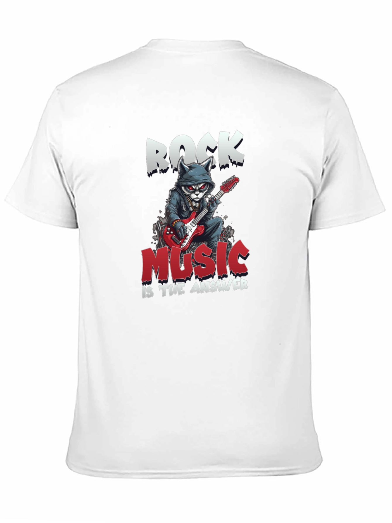 Rock Music T-Shirt - Cat Guitarist Design