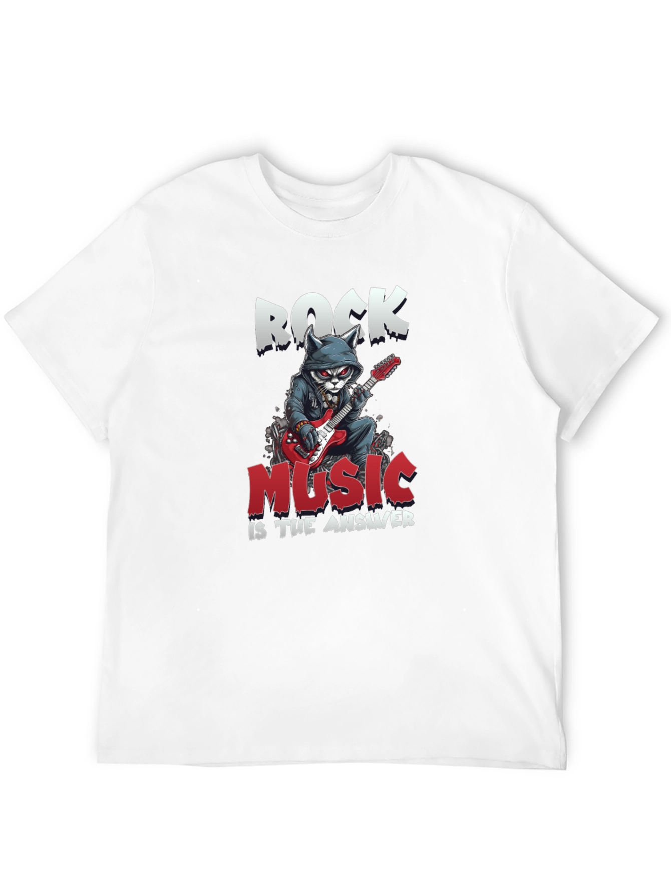 Rock Music T-Shirt - Cat Guitarist Design