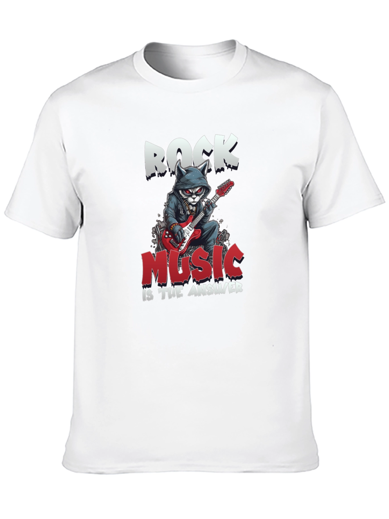 Rock Music T-Shirt - Cat Guitarist Design