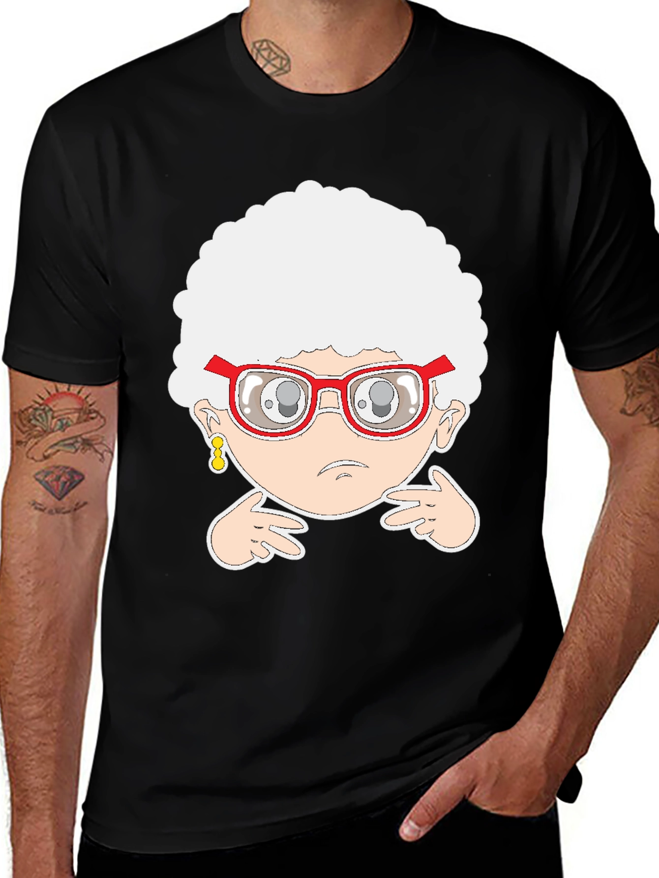 Funny Cartoon Grandma Graphic T-Shirt