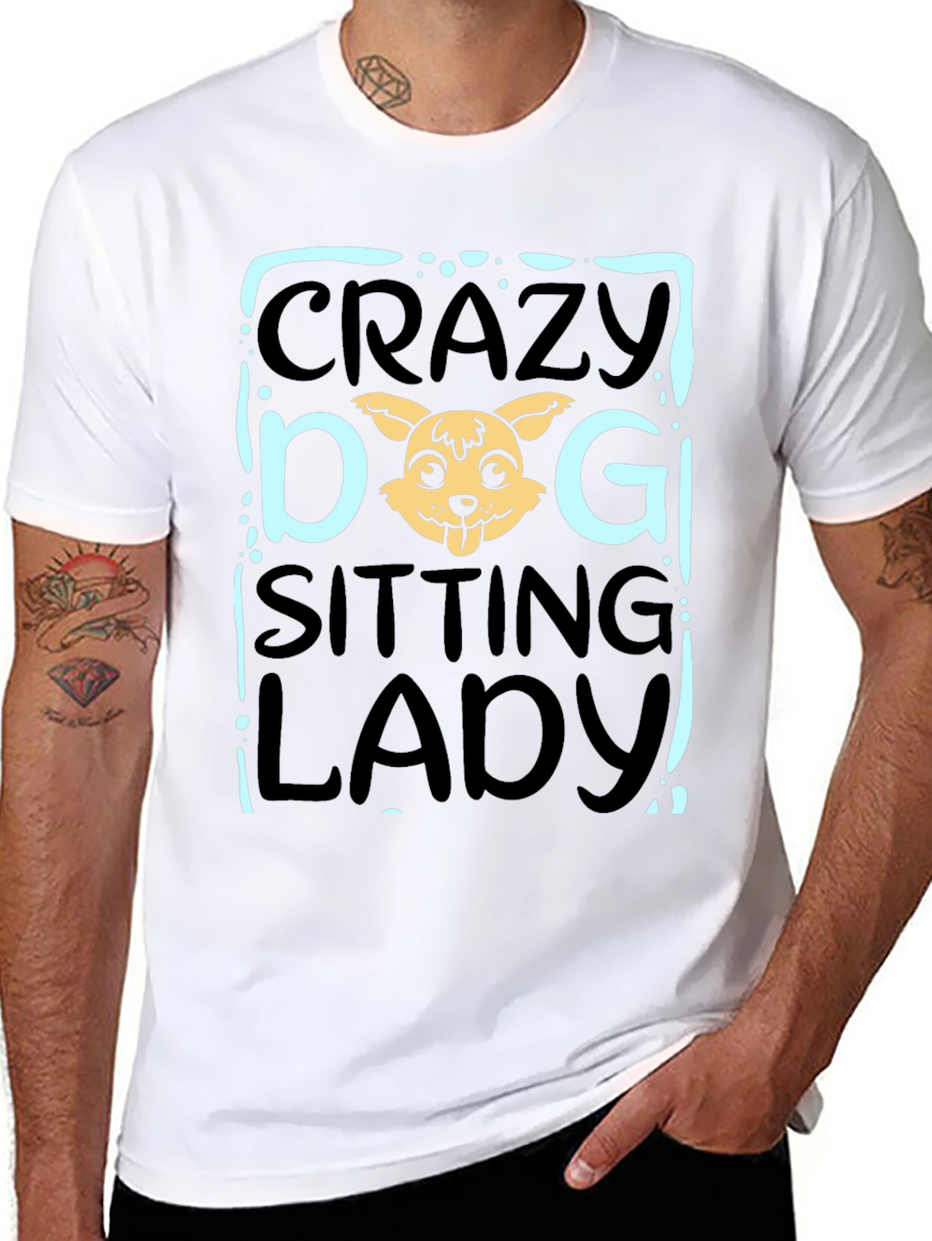 Crazy Dog Sitting Lady T-Shirt