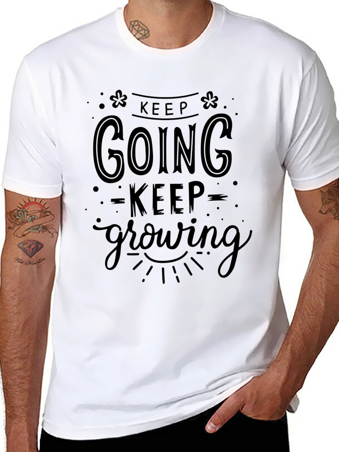 Keep Going Keep Growing Black Graphic T-Shirt