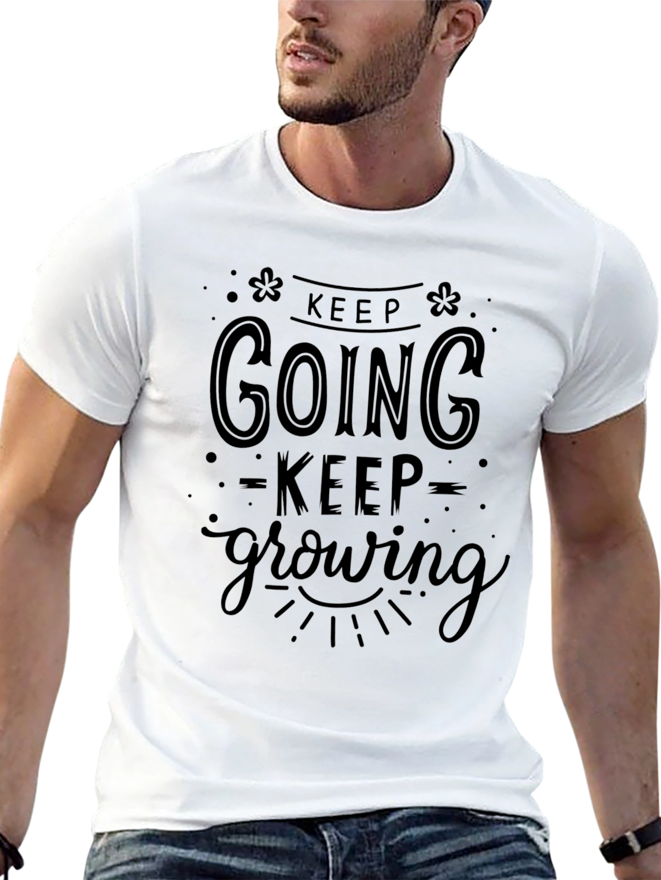 Keep Going Keep Growing Black Graphic T-Shirt