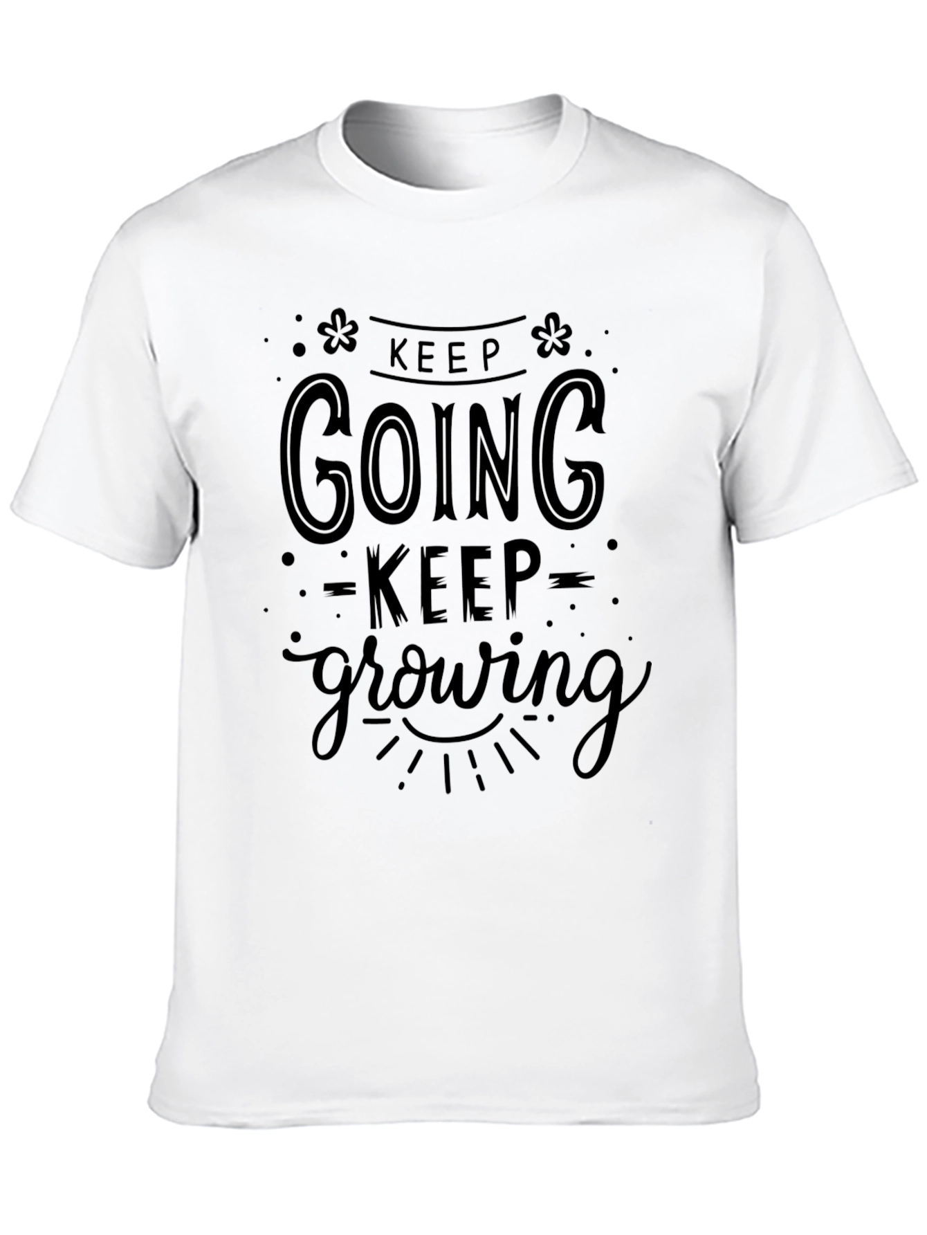 Keep Going Keep Growing Black Graphic T-Shirt