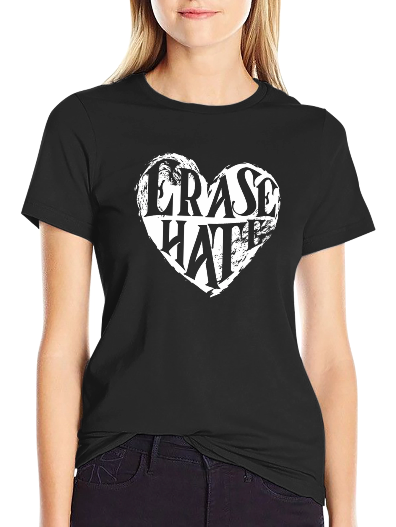 Erase Hate Graphic Tee - Black Cotton T-Shirt