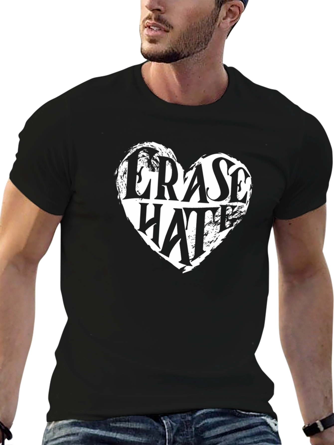 Erase Hate Graphic Tee - Black Cotton T-Shirt