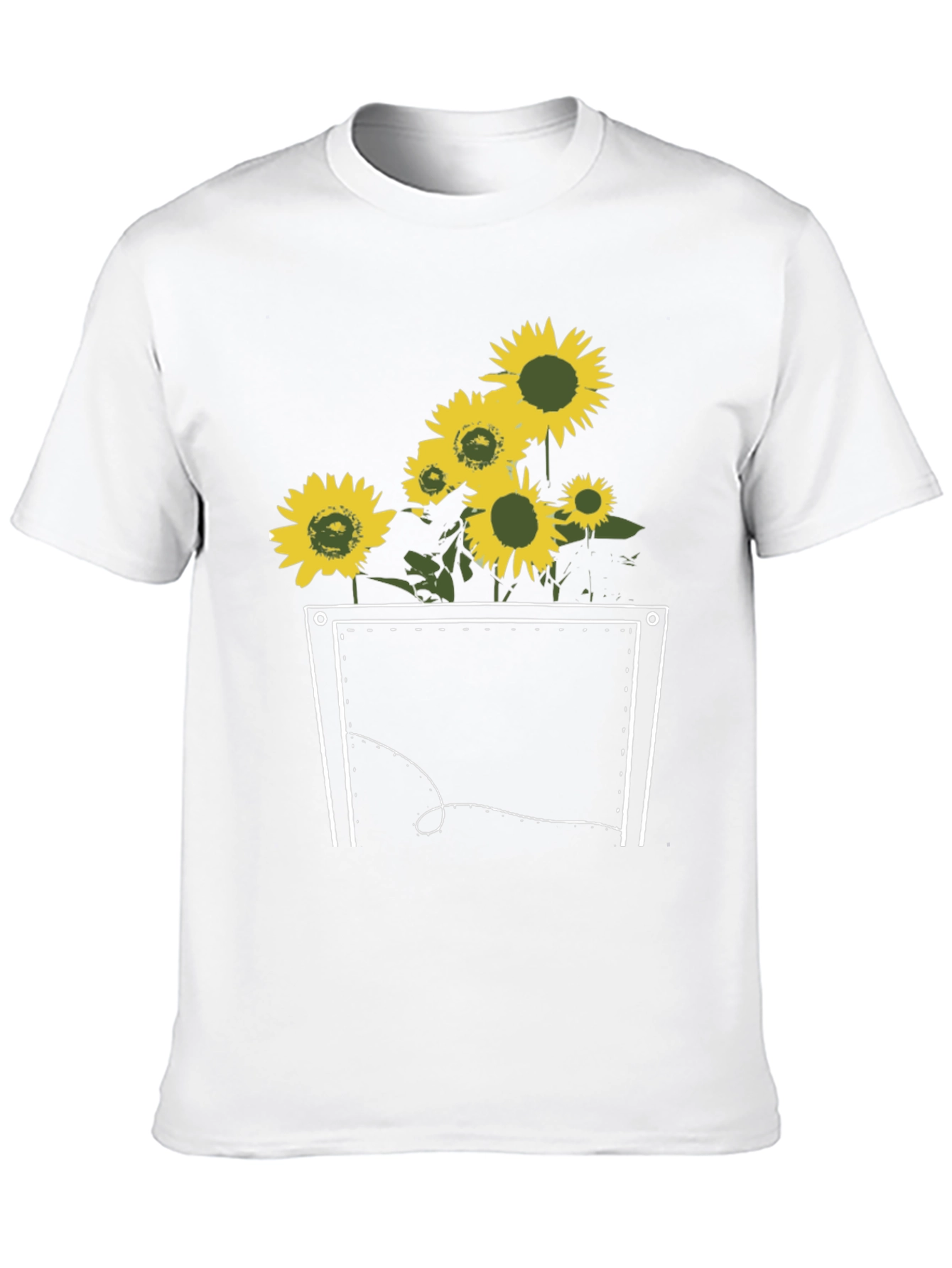 Sunflower Pocket Graphic Tee - Stylish Black T-Shirt