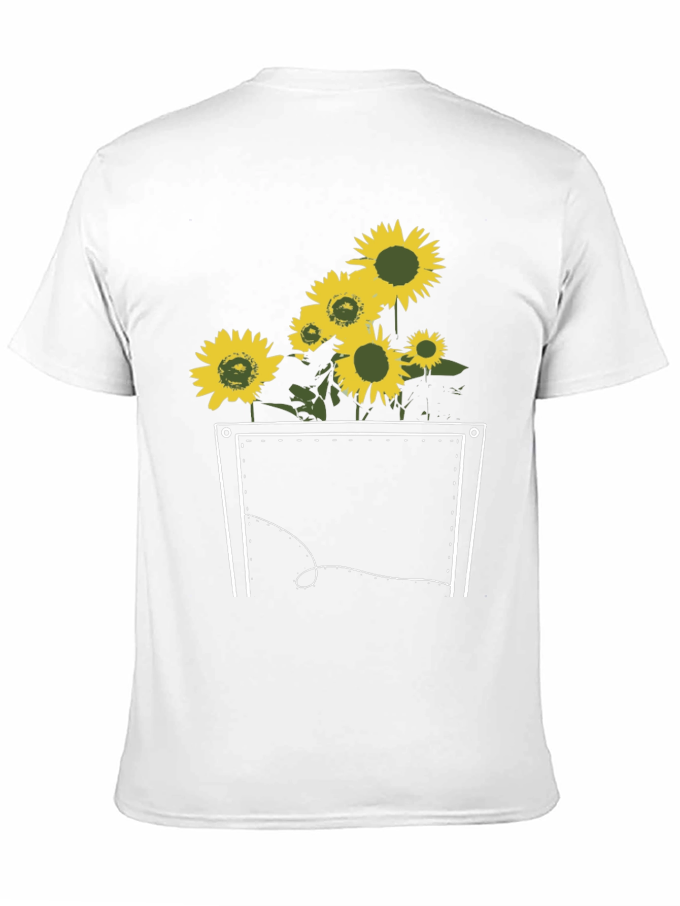 Sunflower Pocket Graphic Tee - Stylish Black T-Shirt