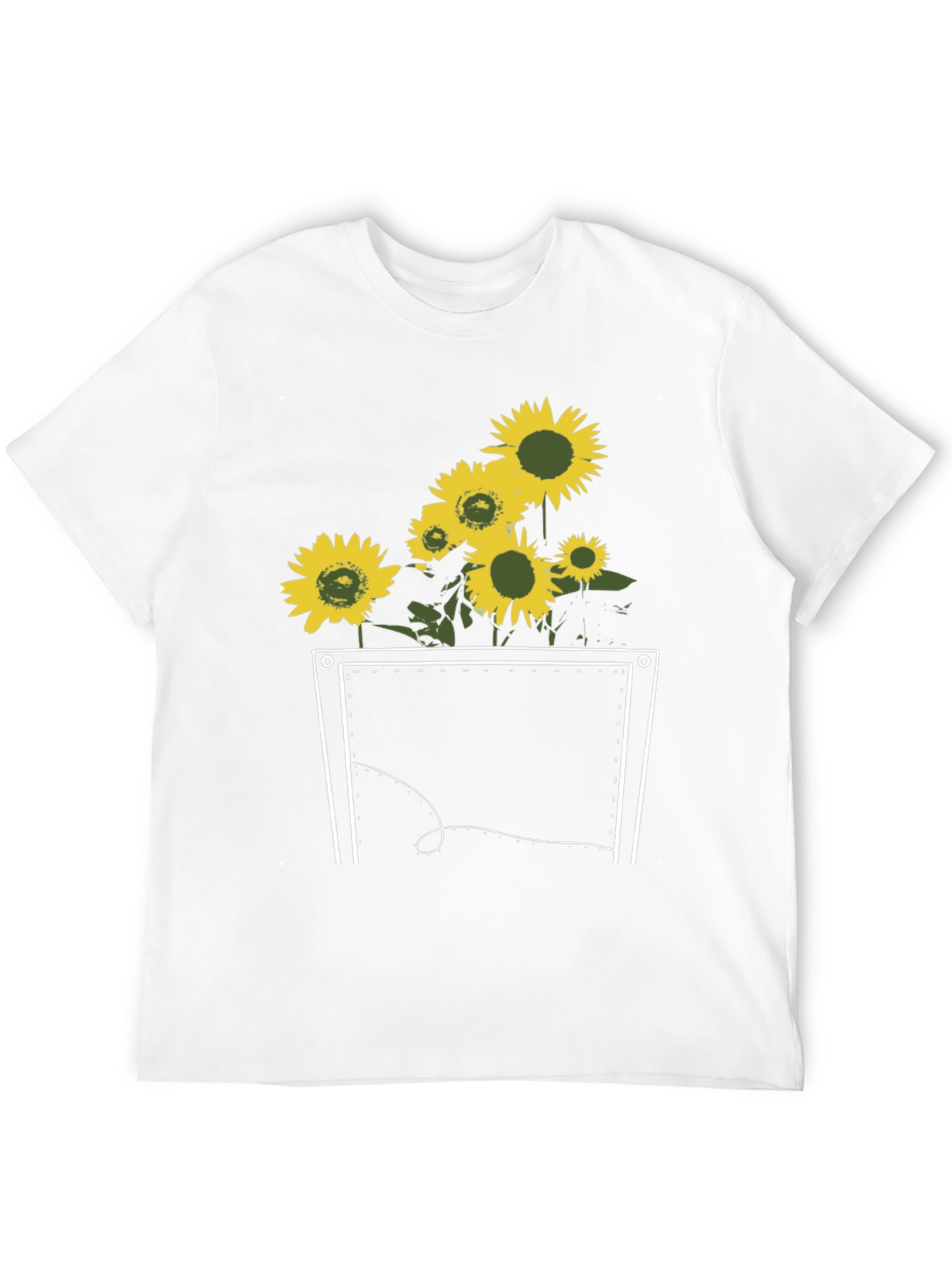 Sunflower Pocket Graphic Tee - Stylish Black T-Shirt