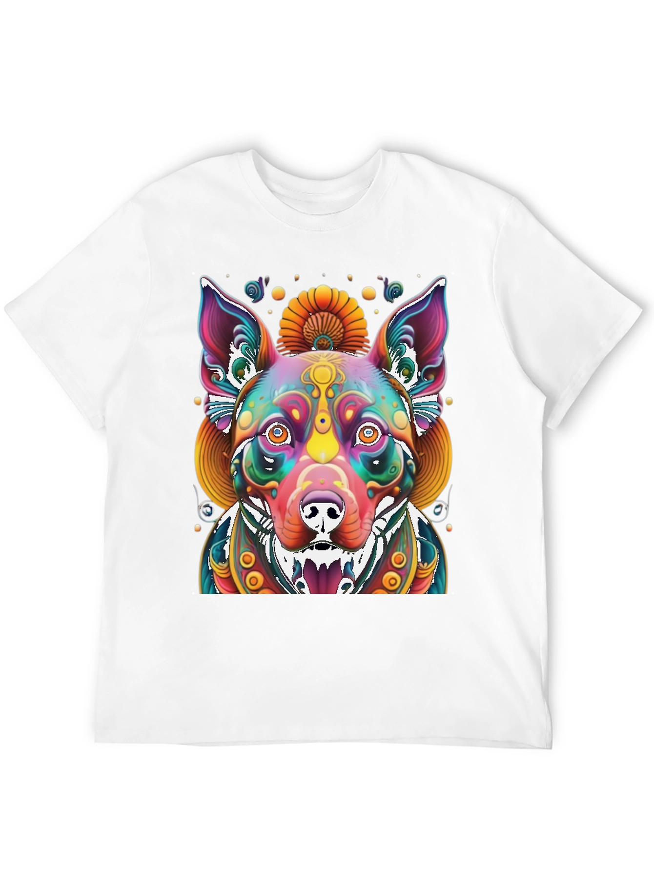 Psychedelic Dog Graphic Tee - Vibrant Print