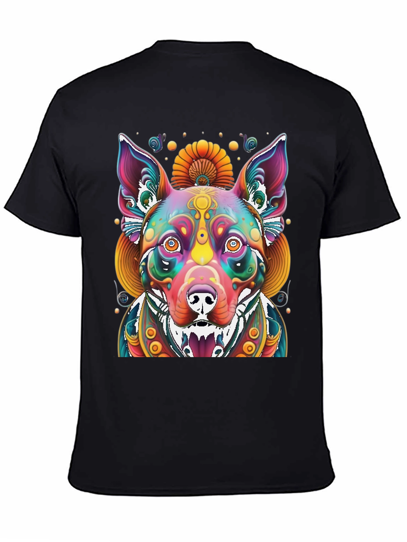 Psychedelic Dog Graphic Tee - Vibrant Print